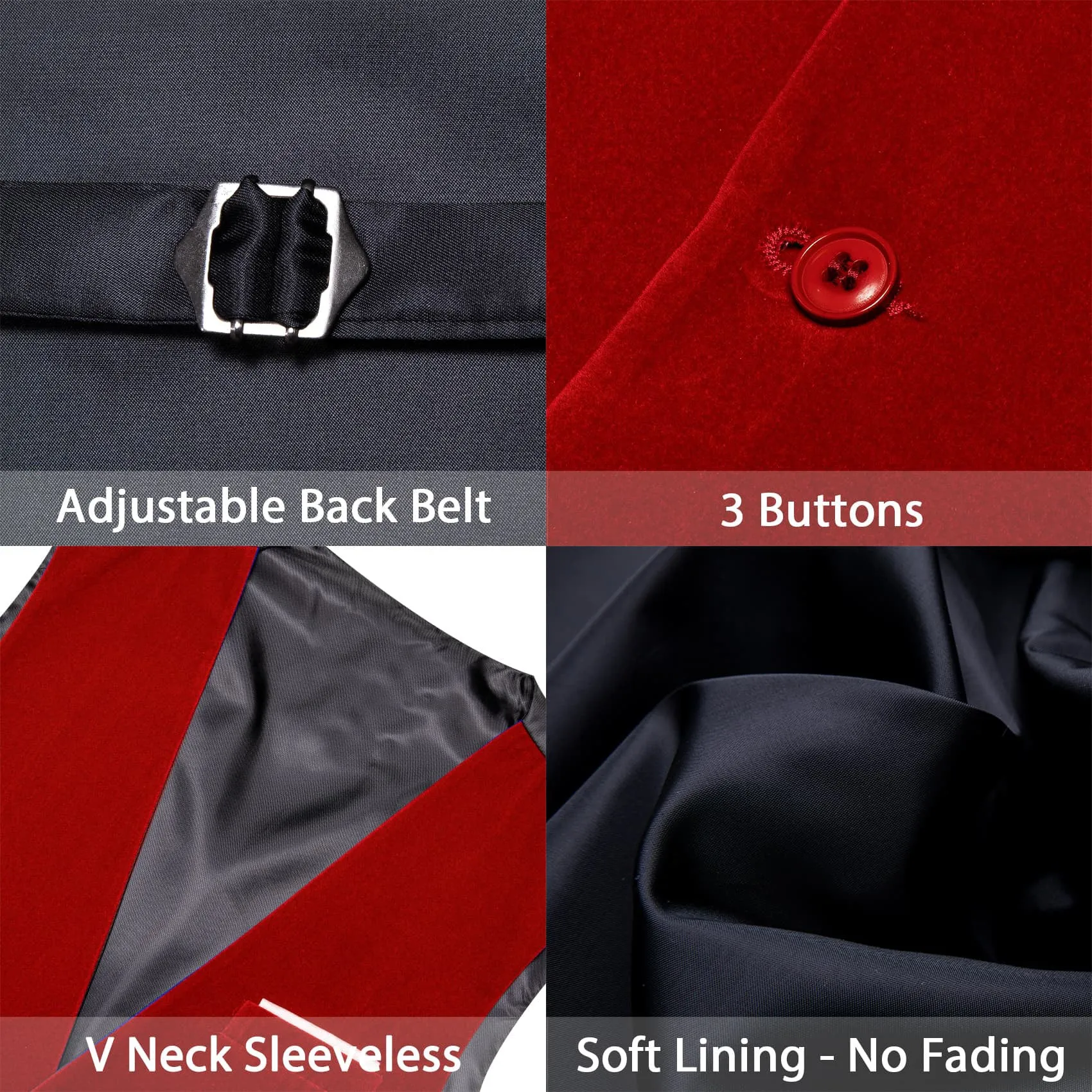 Ties2you Dress Vest Dark Red Solid V-Neck Mens Suede Leather Vest Waistcoat Bow Tie Set sold by Ties2You product image thumbnail 5