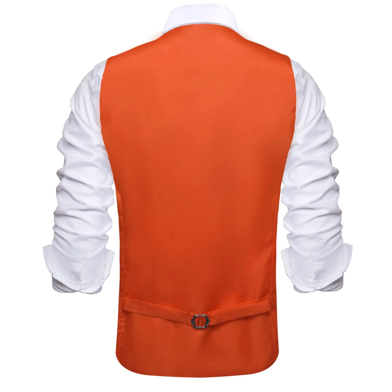 Ties2you Double Breasted Vest Sinopia Orange Solid Mens Dress Vest Tie Bowtie Set 5PC sold by Ties2You product image thumbnail 5