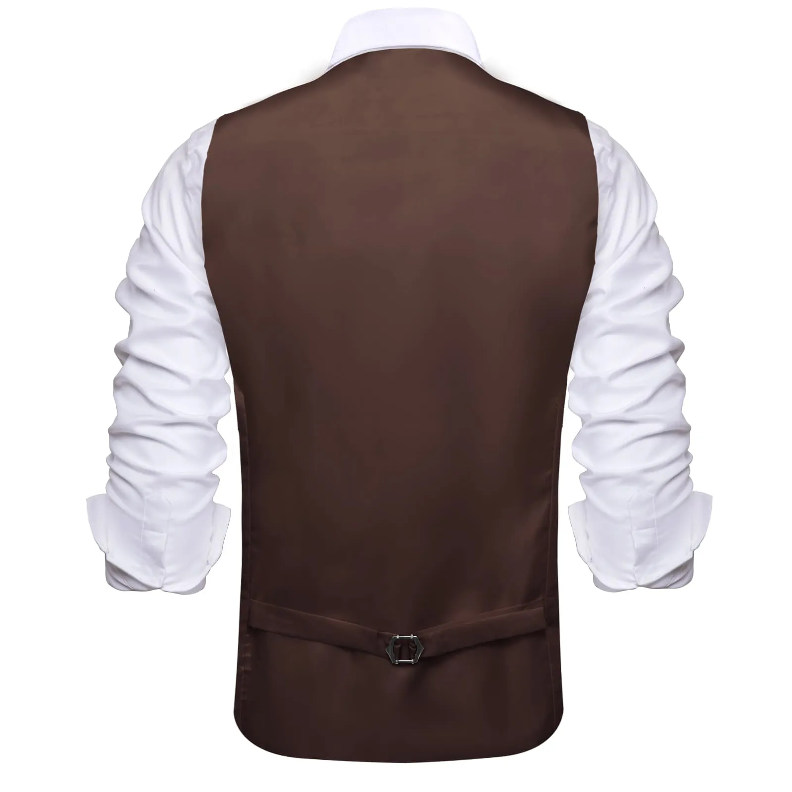 Ties2you Double Breasted Vest Seal Brown Solid Mens Work Vest Tie Bowtie Set 5PC sold by Ties2You product image thumbnail 5