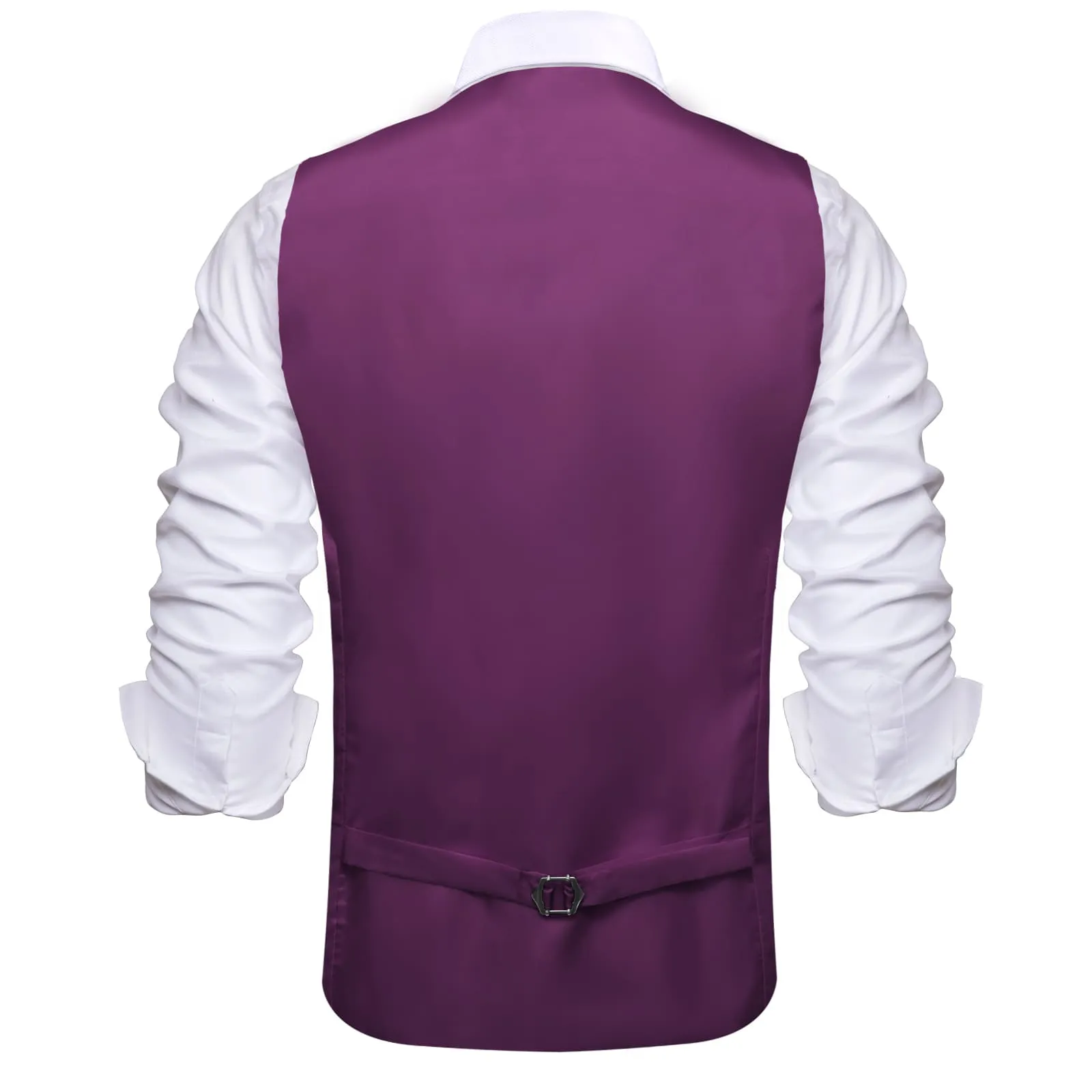 Ties2you Double Breasted Vest Deep Purple Solid Mens Vest Tie Bowtie Set 5PC sold by Ties2You product image thumbnail 5