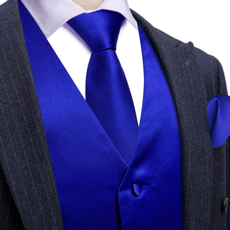 Ties2you Work Vest Zaffre Blue Solid Mens Dress Vest Necktie Bowtie Set 5PC sold by Ties2You