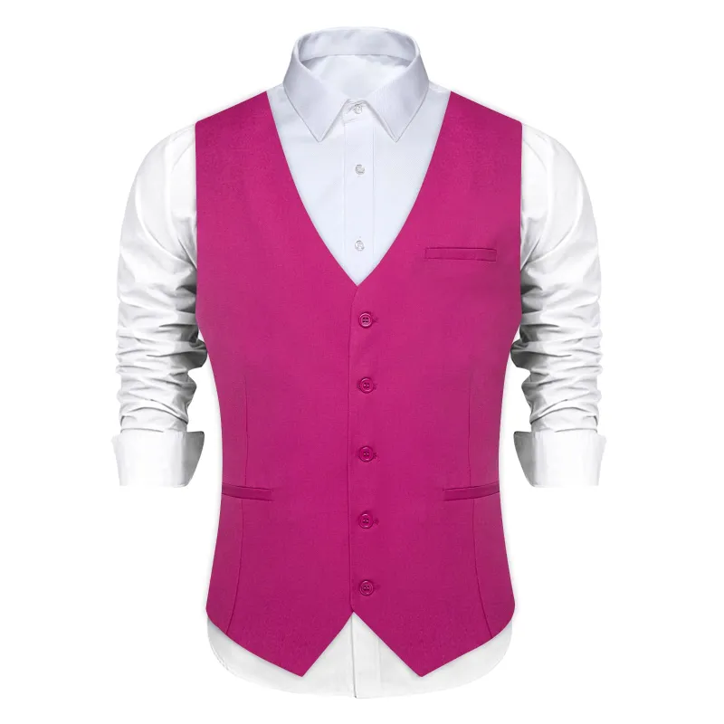 Ties2you Work Vest Hollywood Cerise Pink Solid Silk Dress Tuxedo Vest for Men sold by Ties2You
