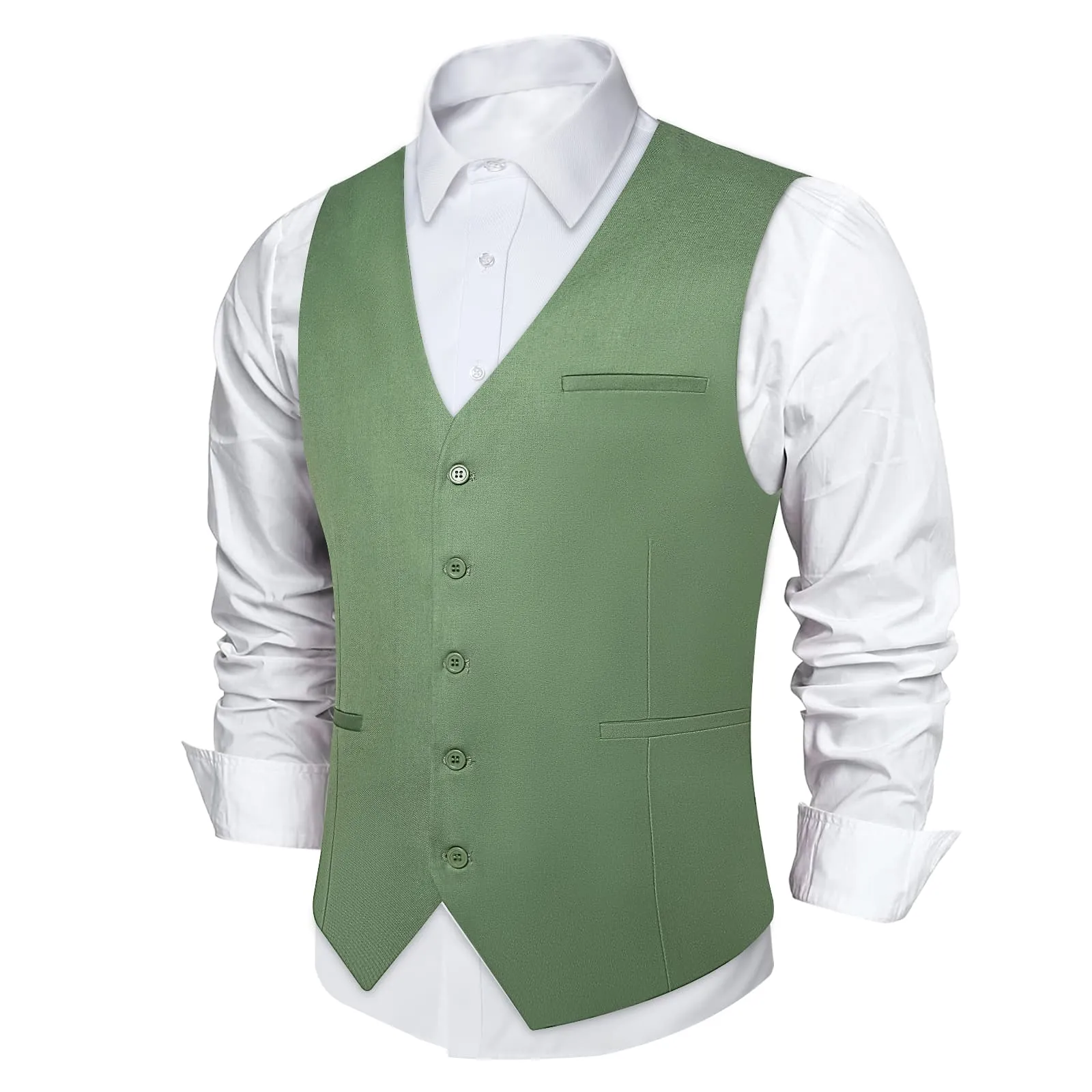 Ties2you Work Vest Asparagus Green Solid Silk Dress Tuxedo Vest for Men sold by Ties2You product image thumbnail 2