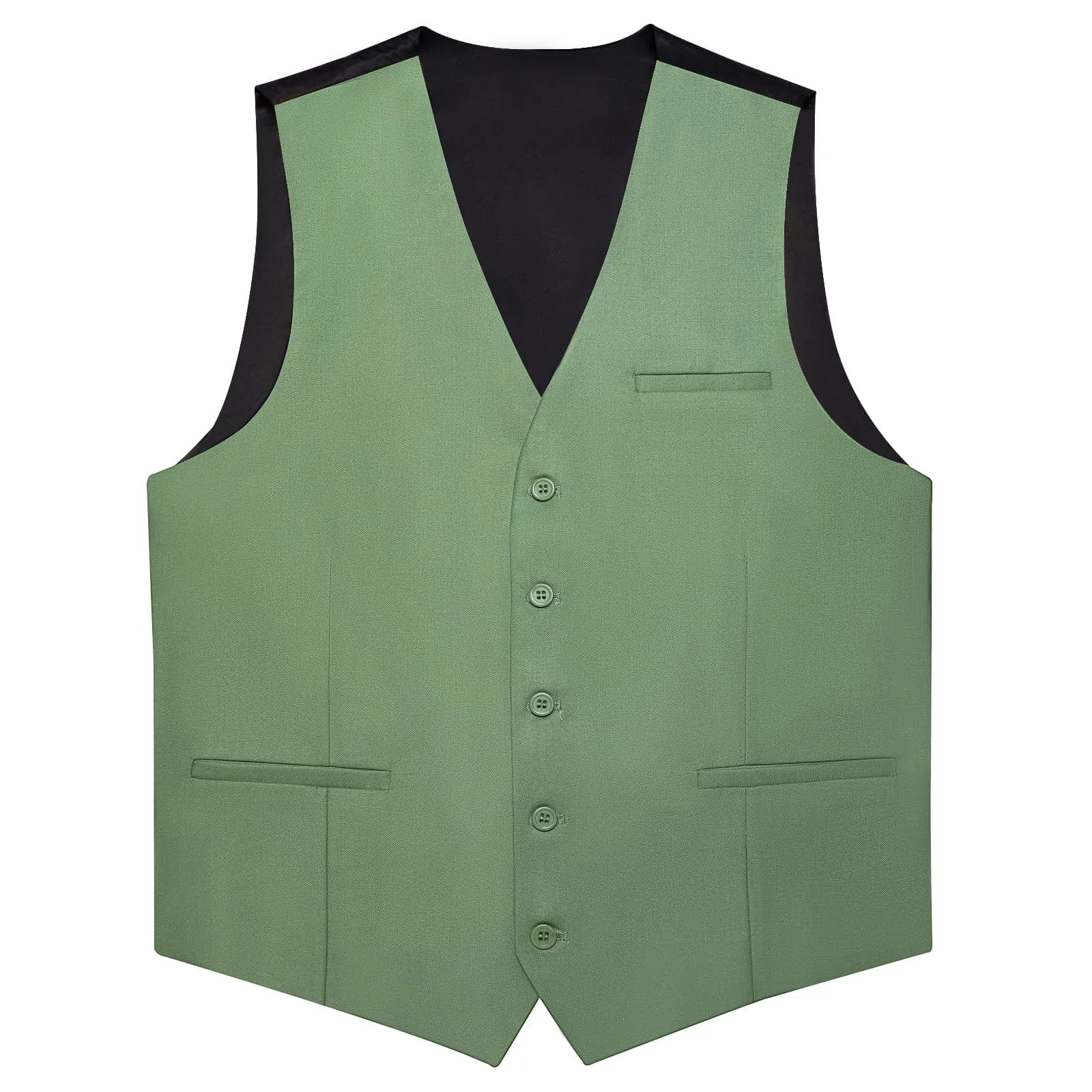 Ties2you Work Vest Asparagus Green Solid Silk Dress Tuxedo Vest for Men sold by Ties2You product image thumbnail 3