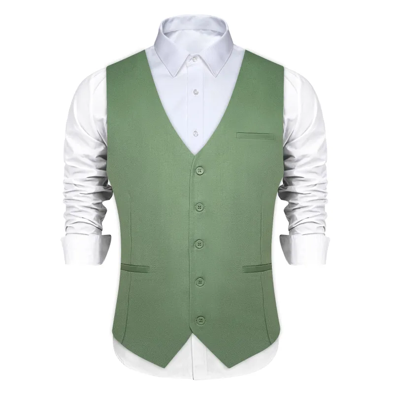 Ties2you Work Vest Asparagus Green Solid Silk Dress Tuxedo Vest for Men sold by Ties2You