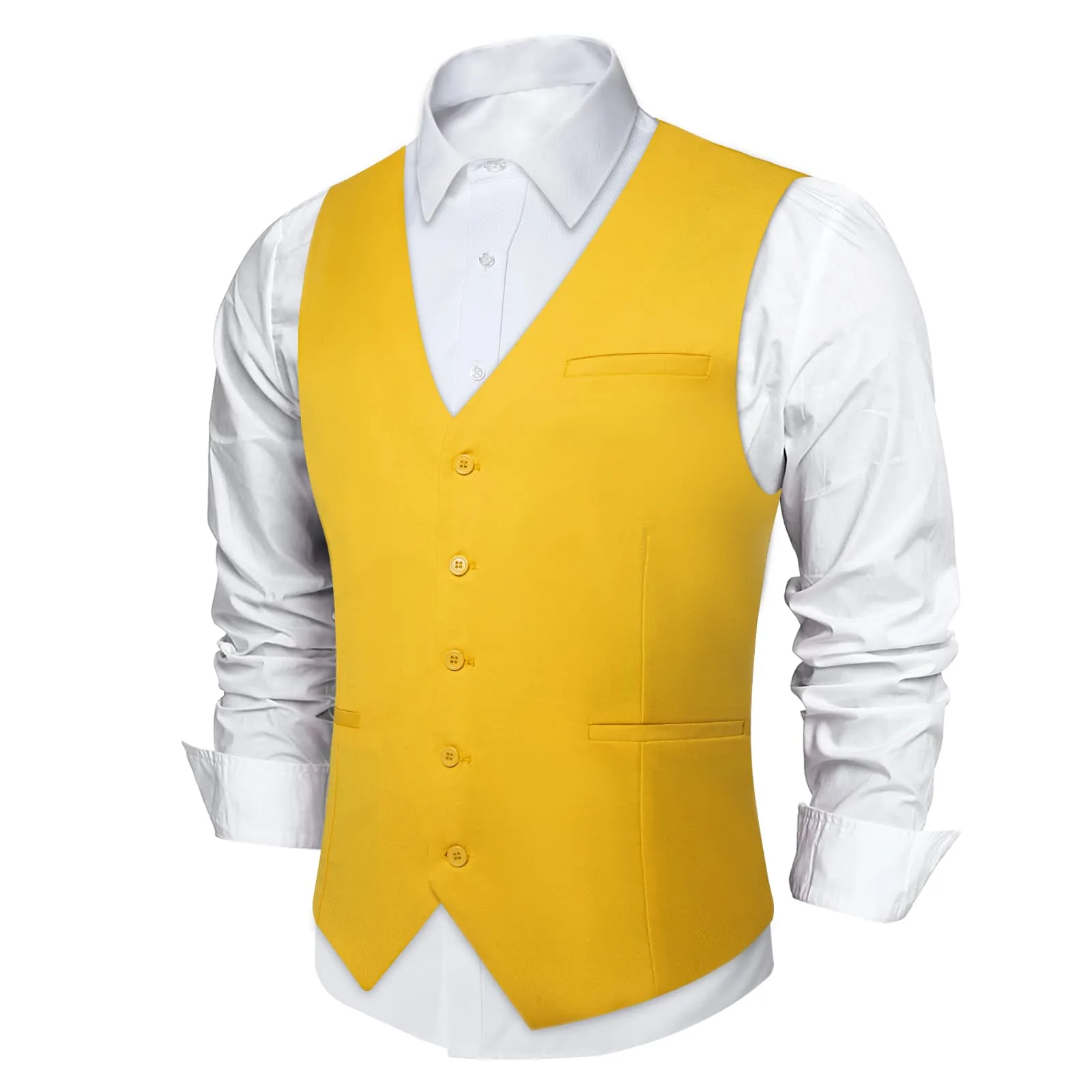 Ties2you Work Vest Saffron Yellow Solid Silk Mens Dress Tuxedo Vest for Business sold by Ties2You product image thumbnail 2