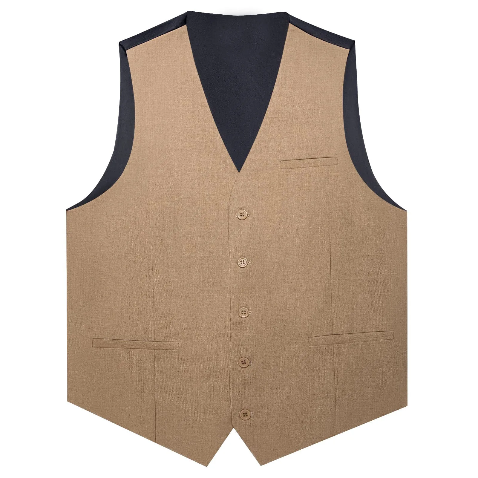 Ties2you Work Vest Pale Taupe Brown Solid Silk Mens Dress Tuxedo Vest for Business sold by Ties2You product image thumbnail 3