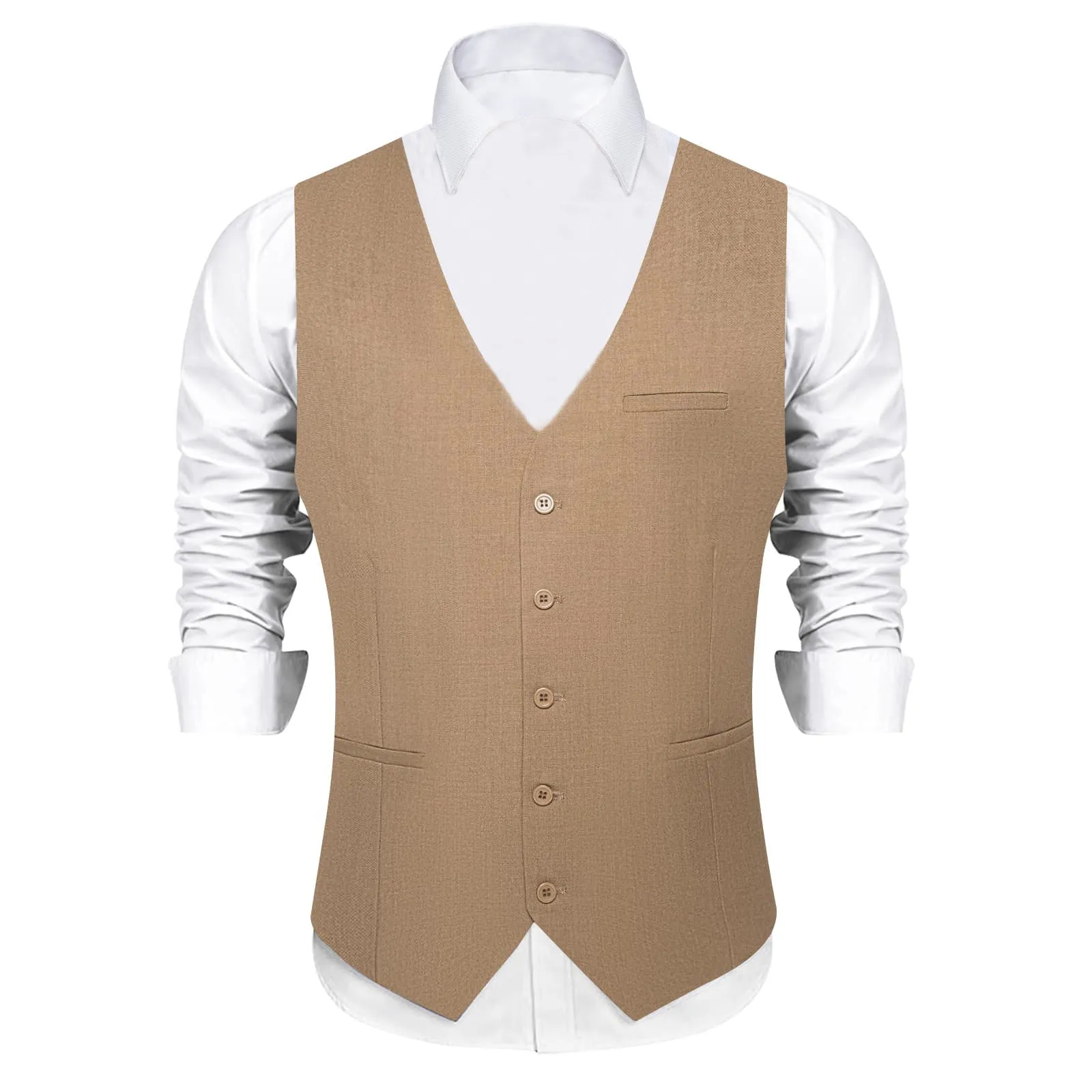 Ties2you Work Vest Pale Taupe Brown Solid Silk Mens Dress Tuxedo Vest for Business sold by Ties2You