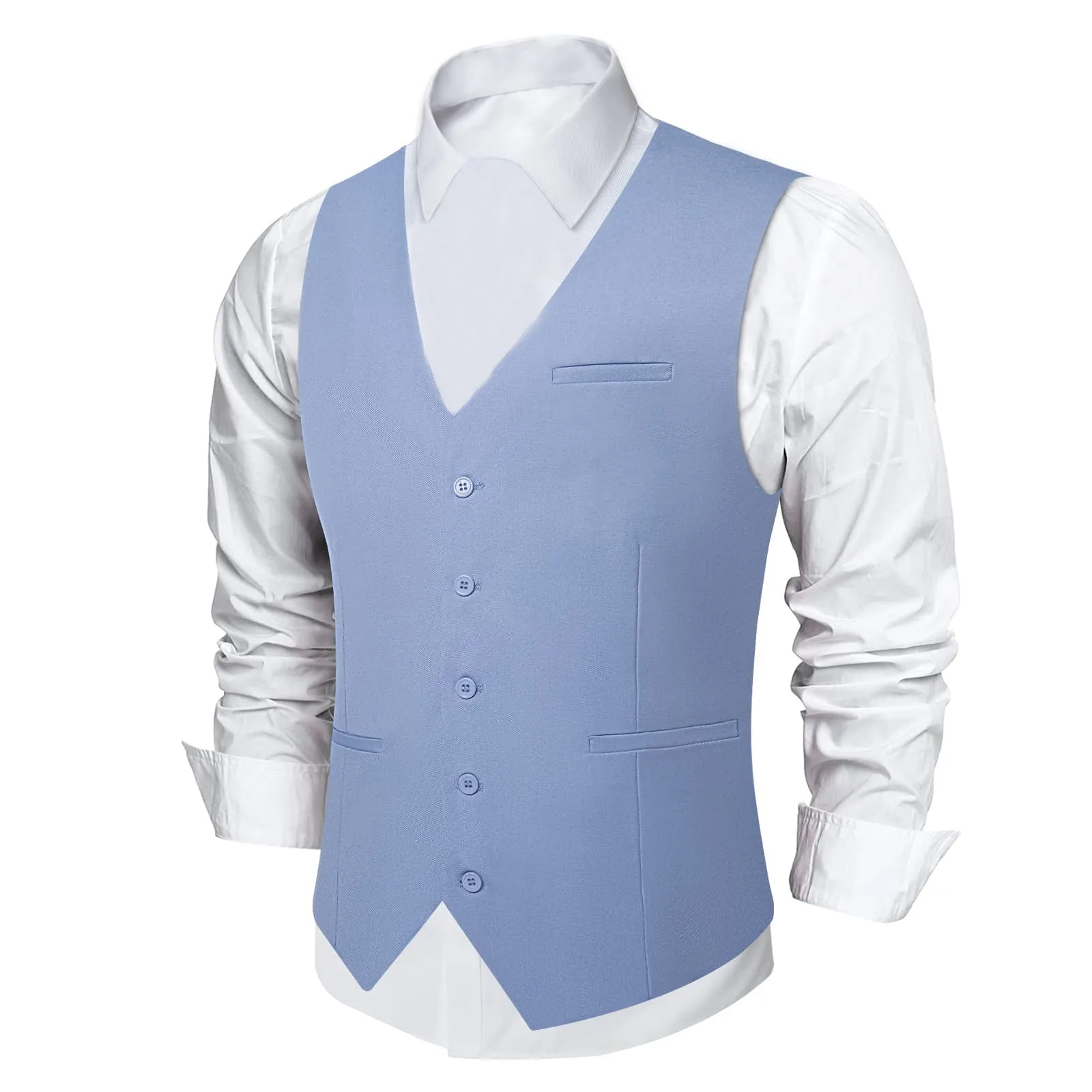 Ties2you Work Vest Wild Blue Yonder Solid Silk Mens Dress Vest for Business sold by Ties2You product image thumbnail 2
