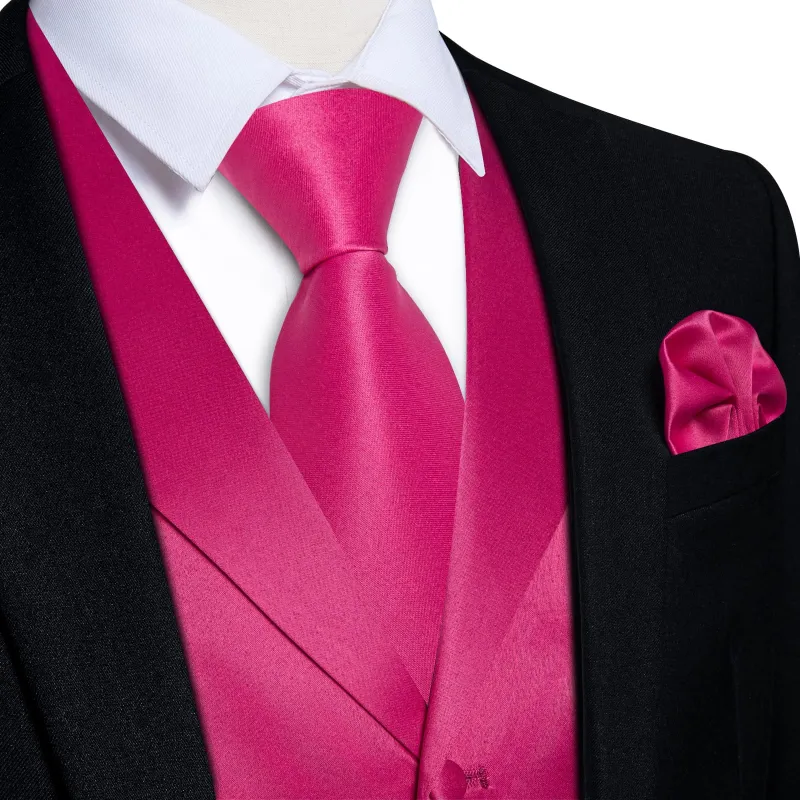 Ties2you Dress Vest Deep Cerise Pink Solid Notched Collar Silk Tuxedo Vest for Men sold by Ties2You