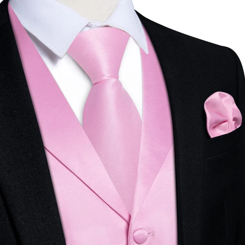 Ties2you Dress Vest Pink Pearl Solid Notched Collar Silk Mens Tuxedo Vest sold by Ties2You