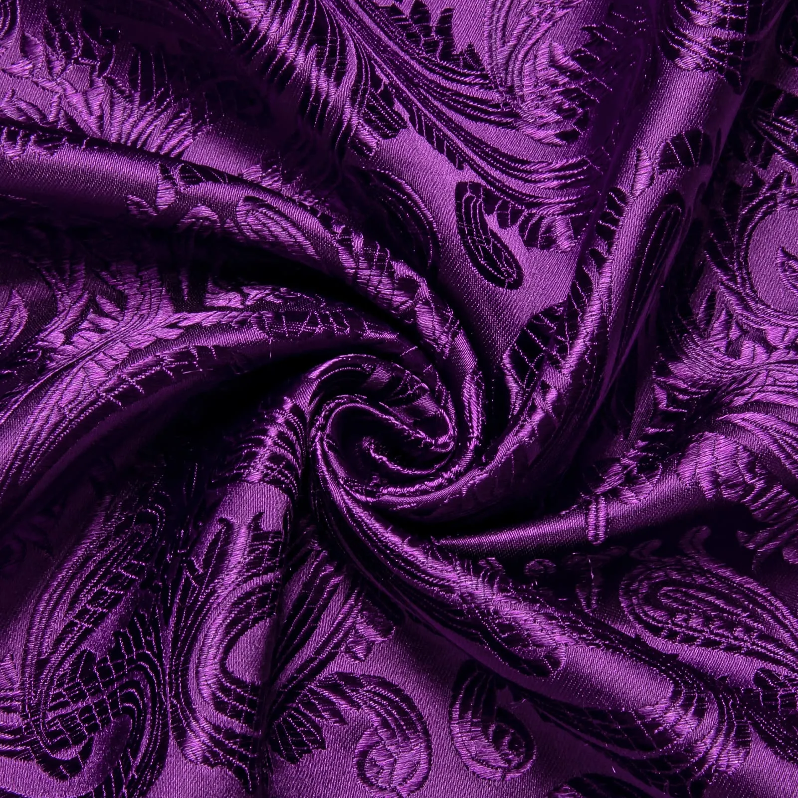 Ties2you Dress Shirt Deep Purple Paisley Long Sleeve Silk Button Up Mens Casual Shirt sold by Ties2You product image thumbnail 4