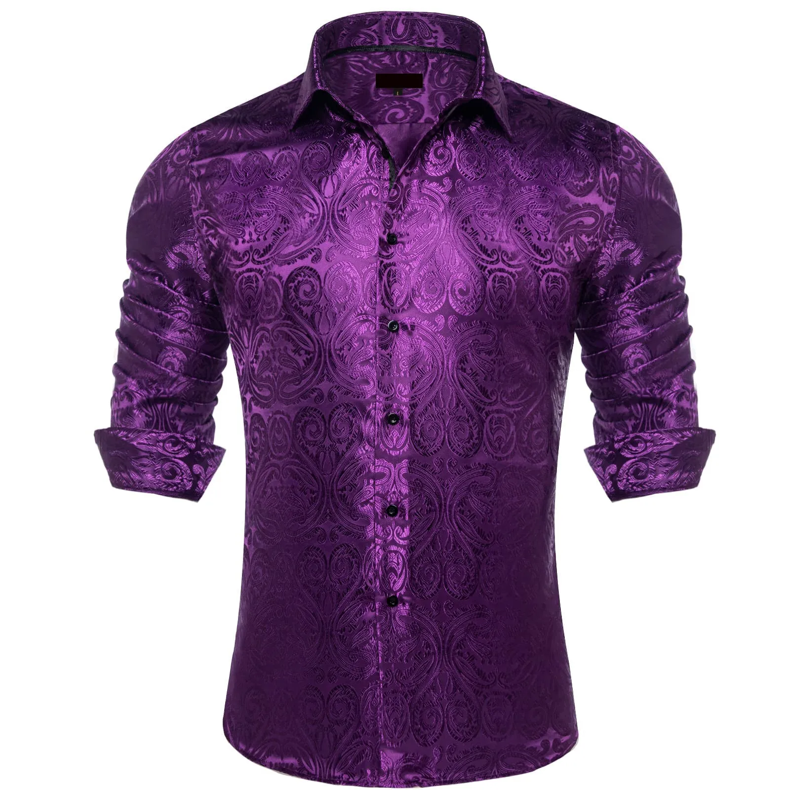 Ties2you Dress Shirt Deep Purple Paisley Long Sleeve Silk Button Up Mens Casual Shirt sold by Ties2You