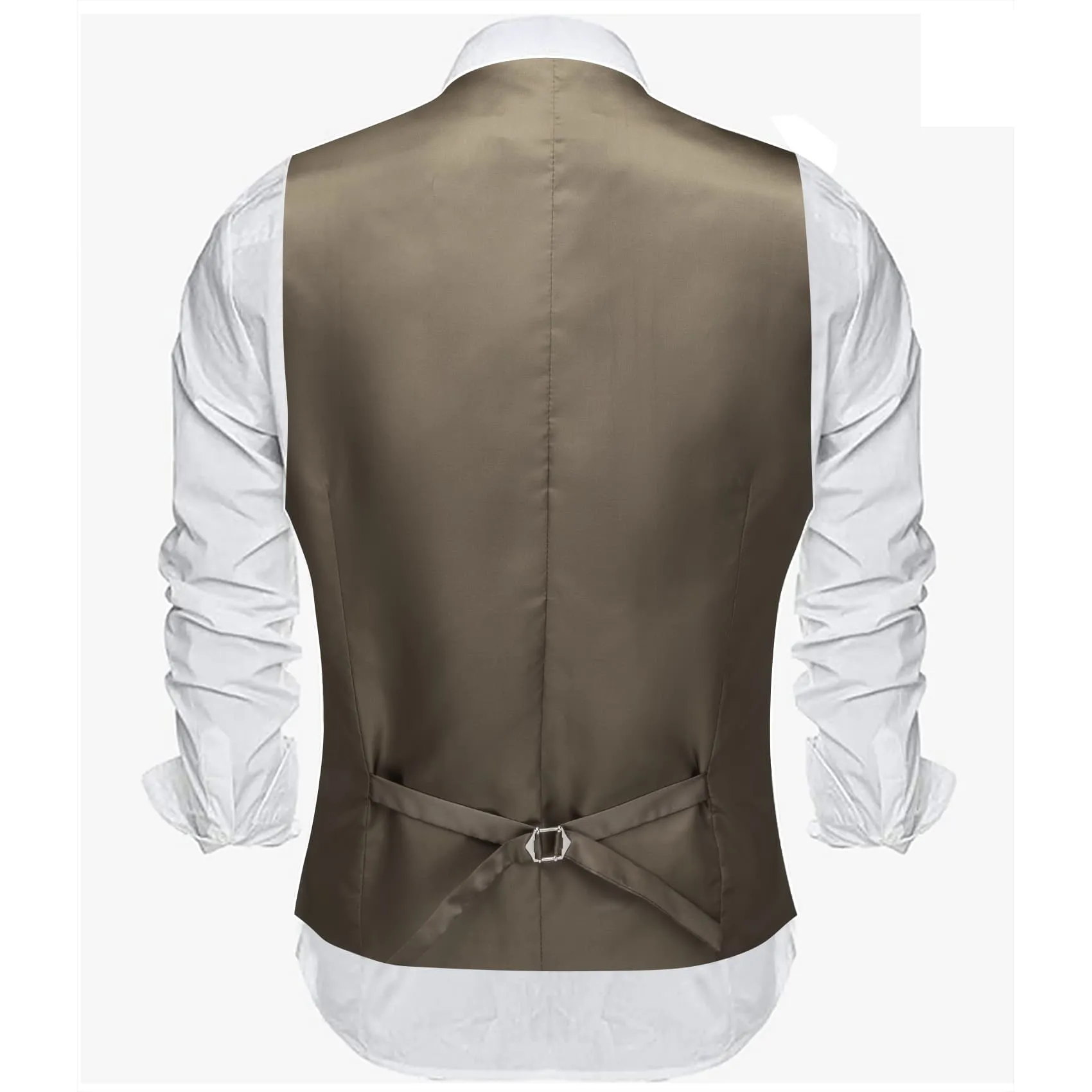 Ties2you Work Vest Chocolate Brown Solid Button Silk Mens Dress Vest Jacket for Formal sold by Ties2You product image thumbnail 2