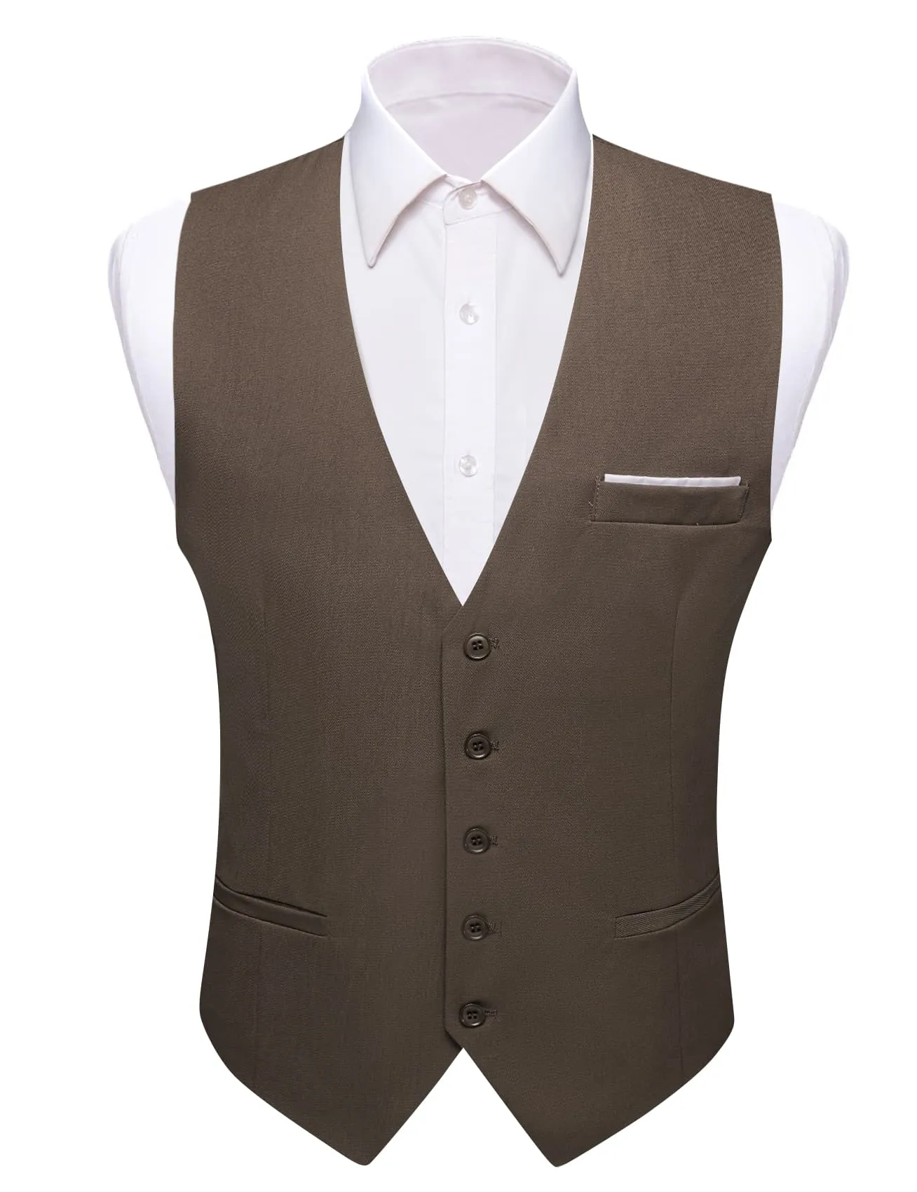 Ties2you Work Vest Chocolate Brown Solid Button Silk Mens Dress Vest Jacket for Formal sold by Ties2You product image thumbnail 3