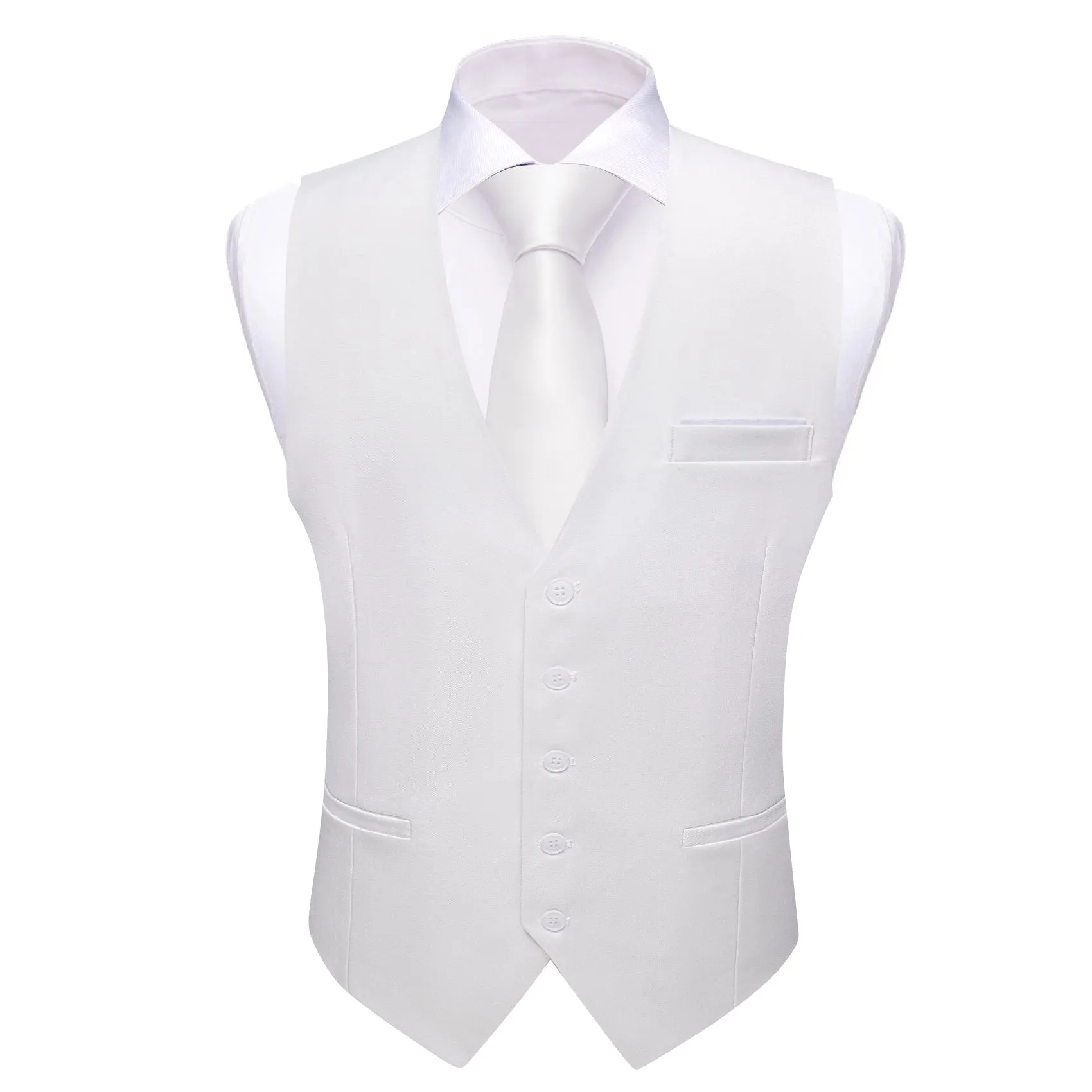 Ties2you Work Vest Pearl White Solid Button Silk Mens Dress Vest Jacket Business sold by Ties2You product image thumbnail 2