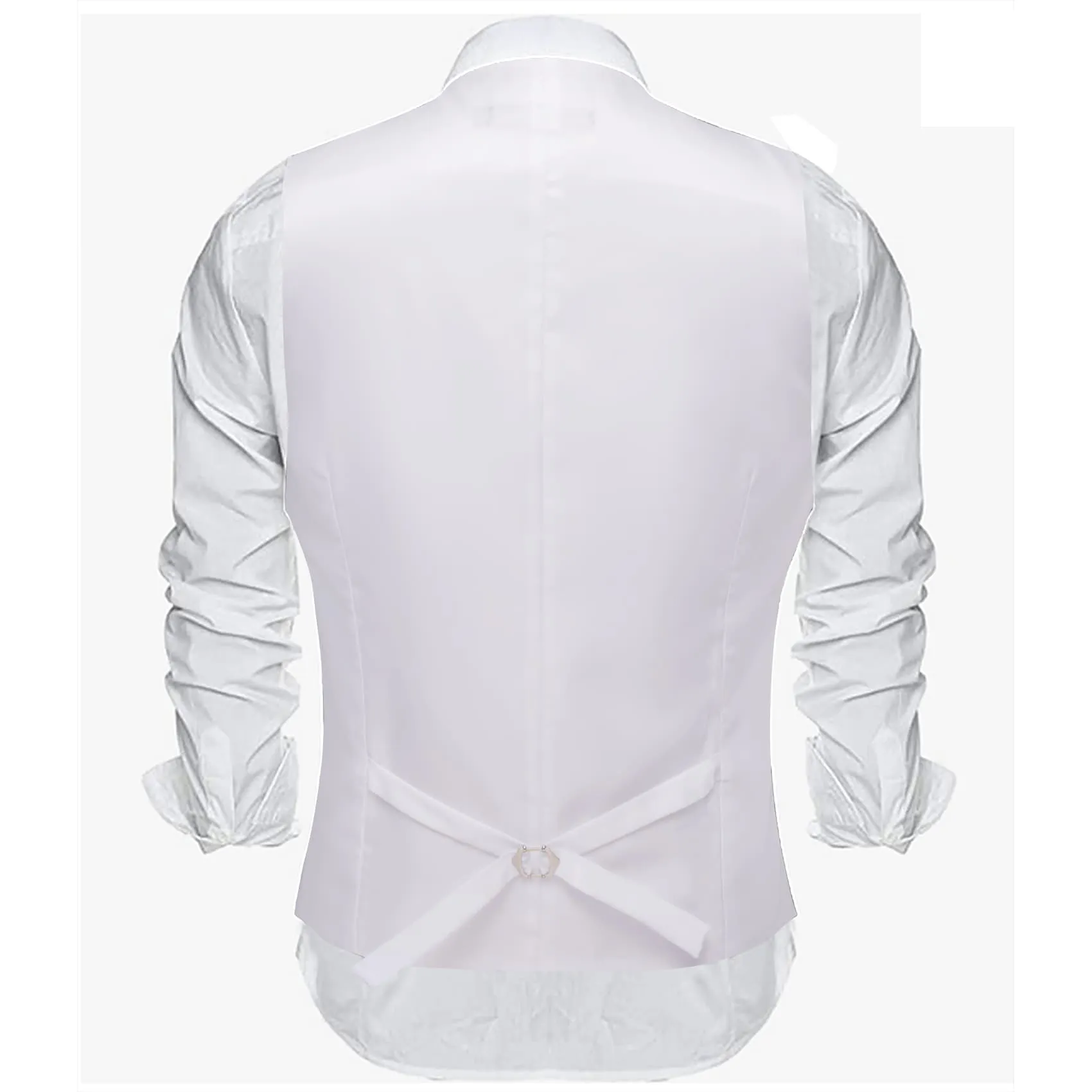 Ties2you Work Vest Pearl White Solid Button Silk Mens Dress Vest Jacket Business sold by Ties2You product image thumbnail 3