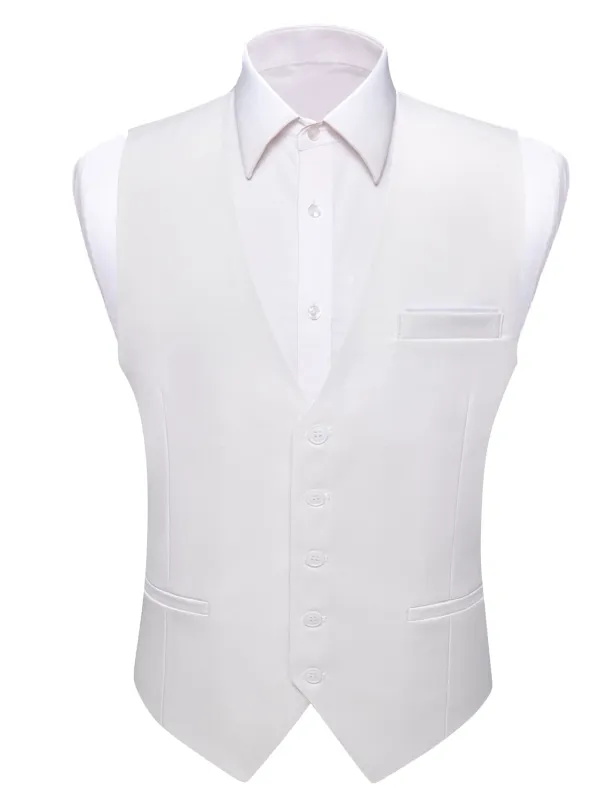 Ties2you Work Vest Pearl White Solid Button Silk Mens Dress Vest Jacket Business sold by Ties2You