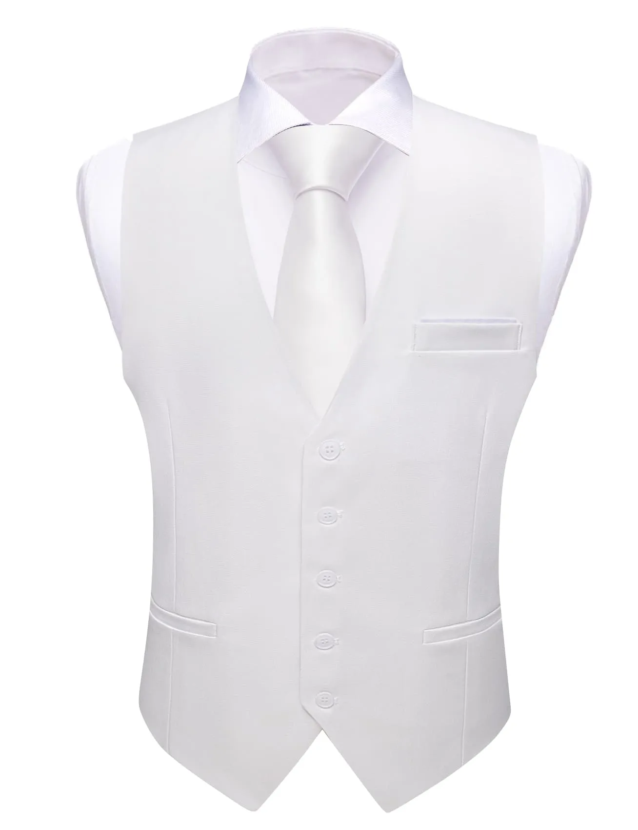 Ties2you Work Vest Pearl White Solid Button Silk Mens Dress Vest Jacket Business sold by Ties2You product image thumbnail 4