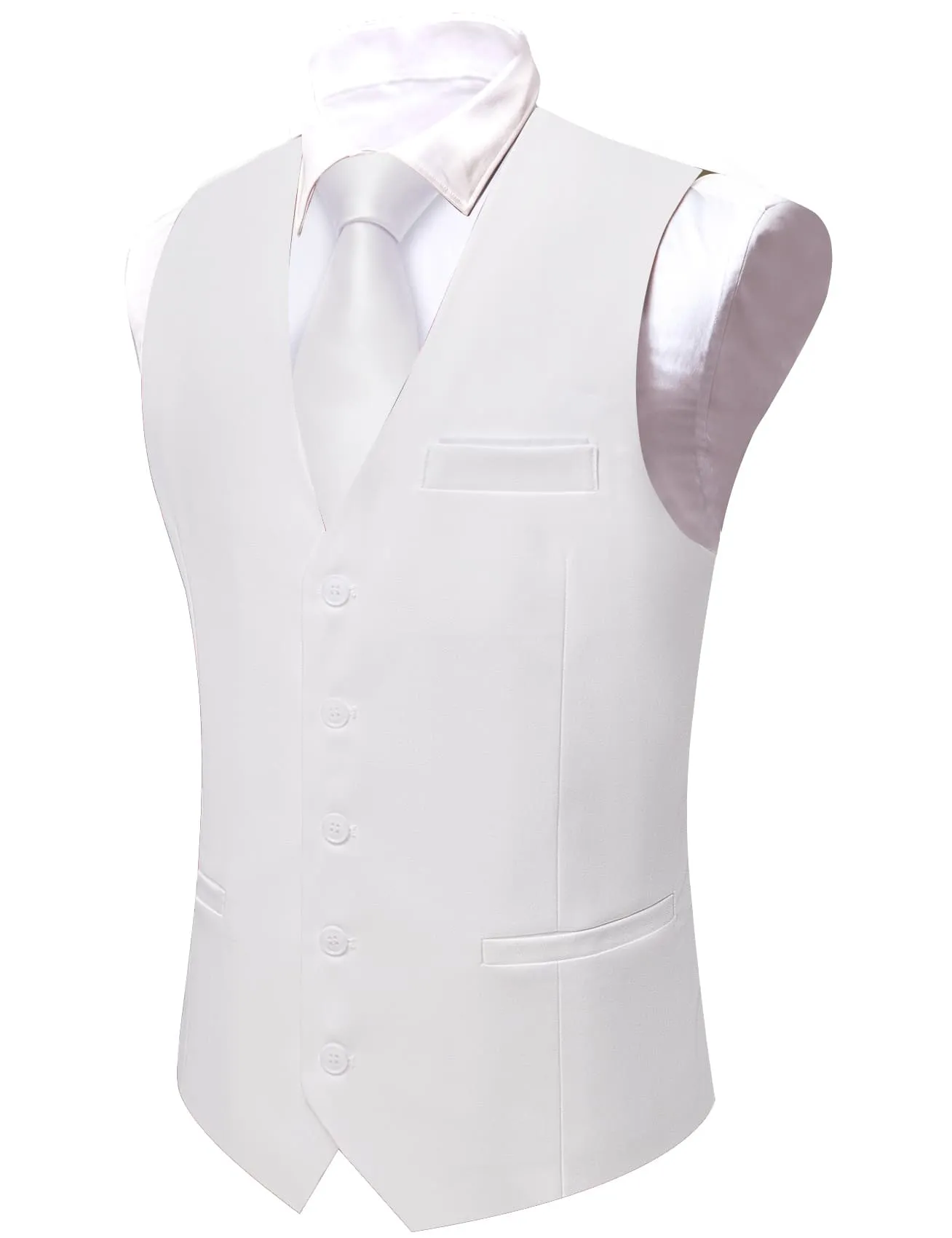 Ties2you Work Vest Pearl White Solid Button Silk Mens Dress Vest Jacket Business sold by Ties2You product image thumbnail 5