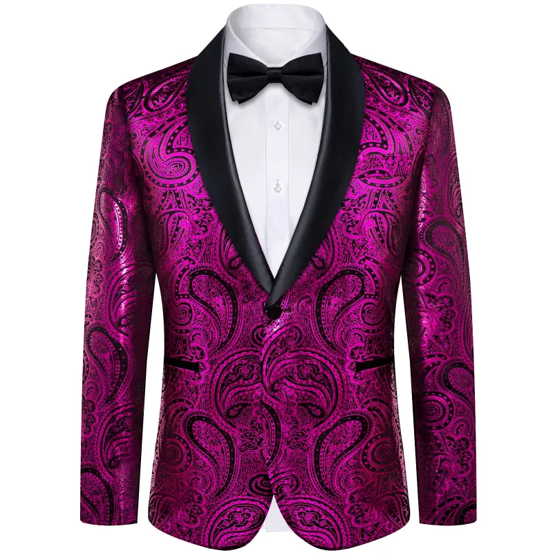 Ties2you Tuxedo Suit Bright Purple Paisley Shawl Collar Silk Dress Suit for Men Wedding sold by Ties2You