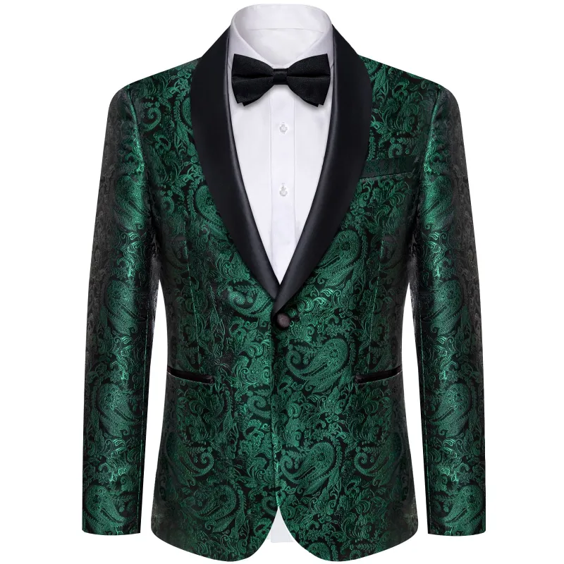 Ties2you Tuxedo Suit Medium Jungle Green Paisley Shawl Collar Silk Dress Suit for Men Wedding sold by Ties2You