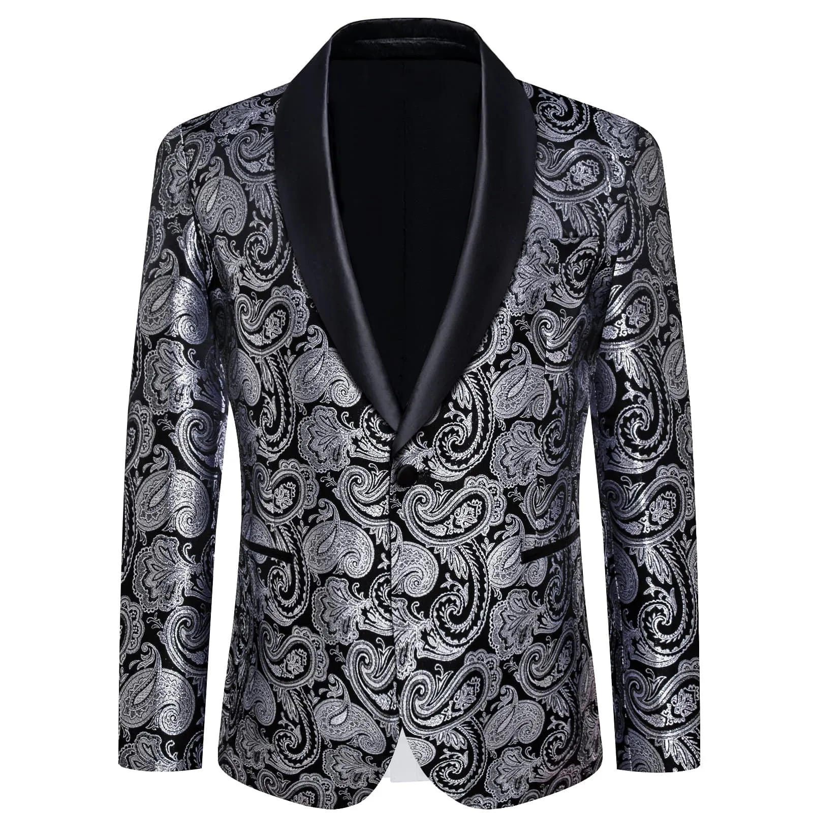 Ties2you Tuxedo Suit Silver Grey Paisley Shawl Collar Silk Dress Suit for Men Wedding sold by Ties2You product image thumbnail 2