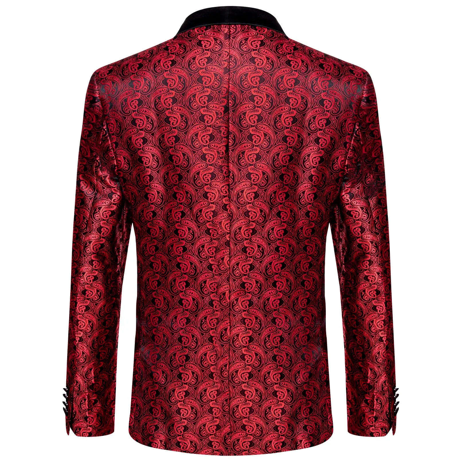 Ties2you Tuxedo Suit Pure Red Paisley Shawl Collar Silk Dress Suit for Men sold by Ties2You product image thumbnail 4
