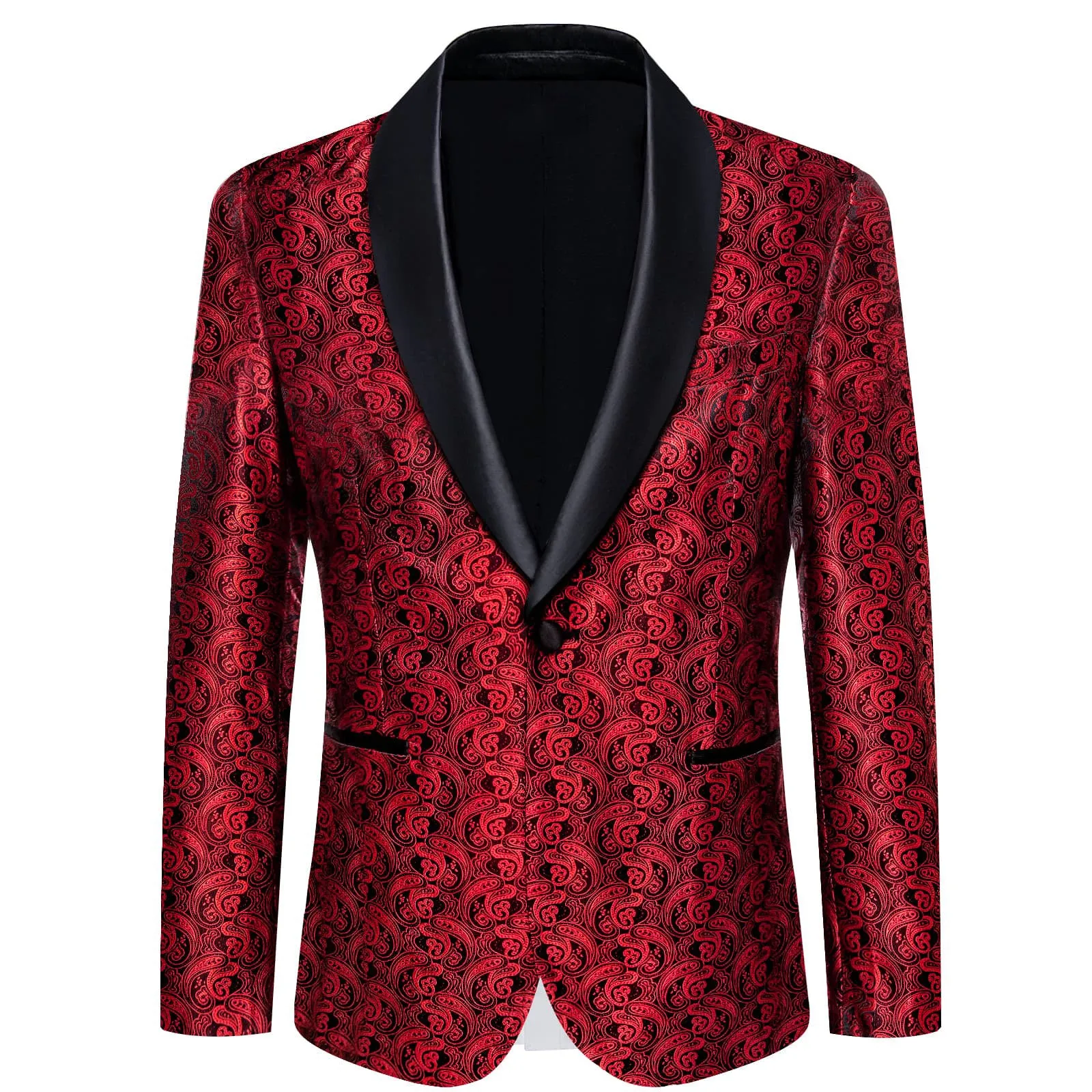 Ties2you Tuxedo Suit Pure Red Paisley Shawl Collar Silk Dress Suit for Men sold by Ties2You product image thumbnail 2