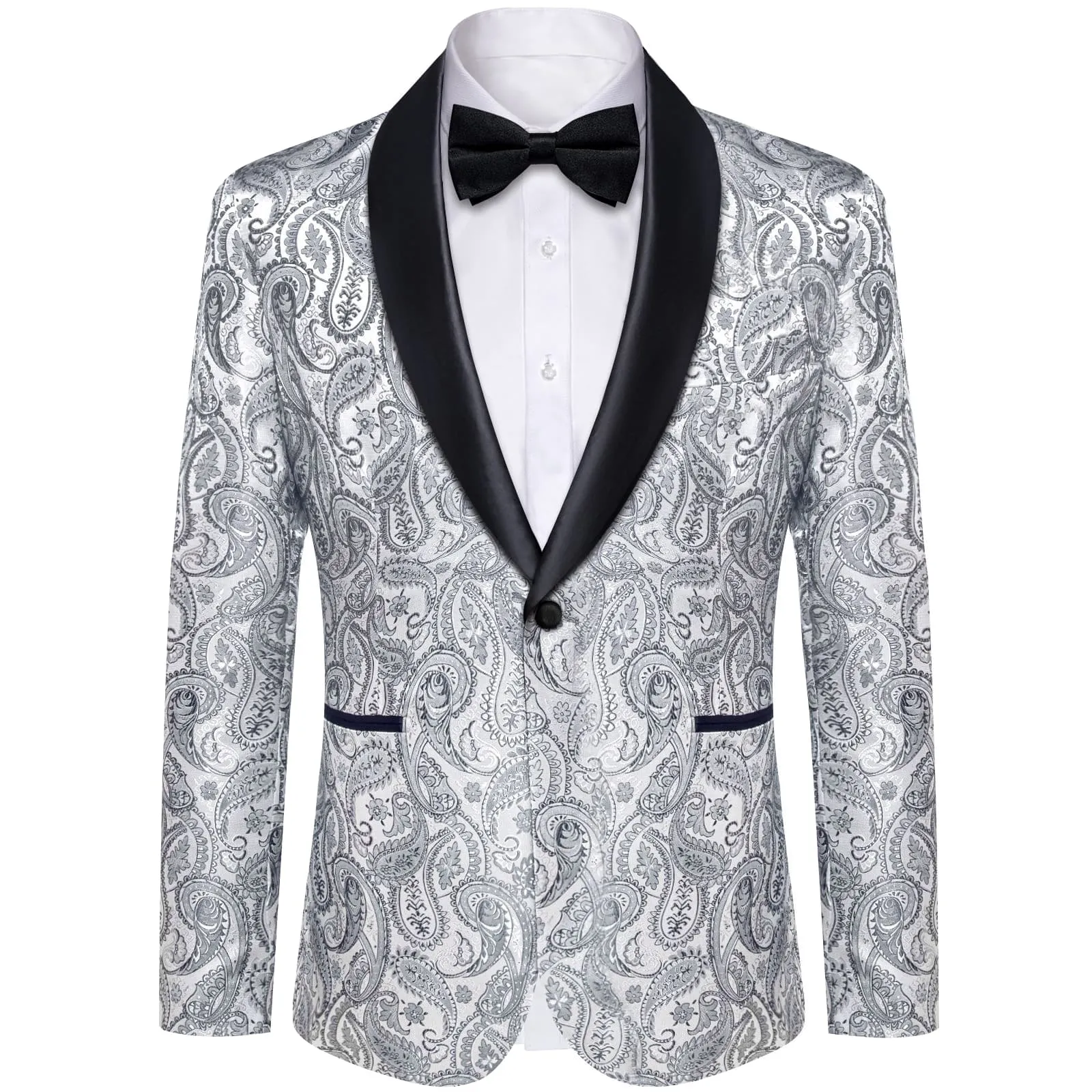 Ties2you Tuxedo Suit Smoke Grey Paisley Shawl Collar Silk Dress Suit for Men sold by Ties2You
