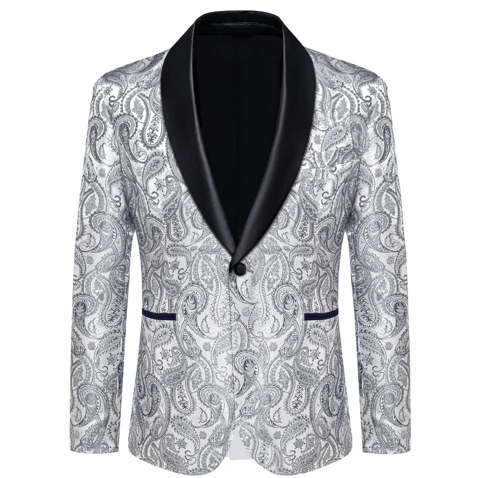 Ties2you Tuxedo Suit Smoke Grey Paisley Shawl Collar Silk Dress Suit for Men sold by Ties2You product image thumbnail 2