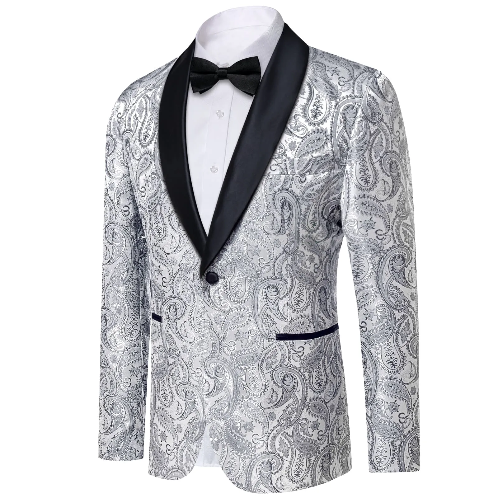 Ties2you Tuxedo Suit Smoke Grey Paisley Shawl Collar Silk Dress Suit for Men sold by Ties2You product image thumbnail 3