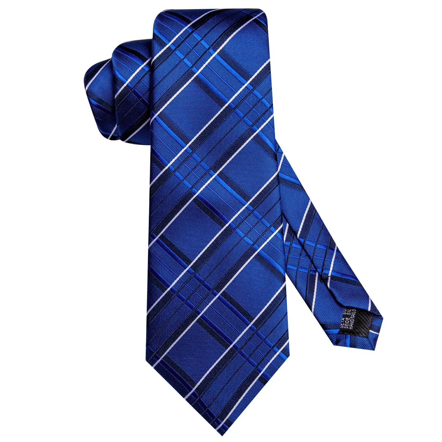 Ties2you Extra Long Tie Yale Blue White Plaid 70 Inches Silk Mens Dress Tie Set for Work sold by Ties2You product image thumbnail 4