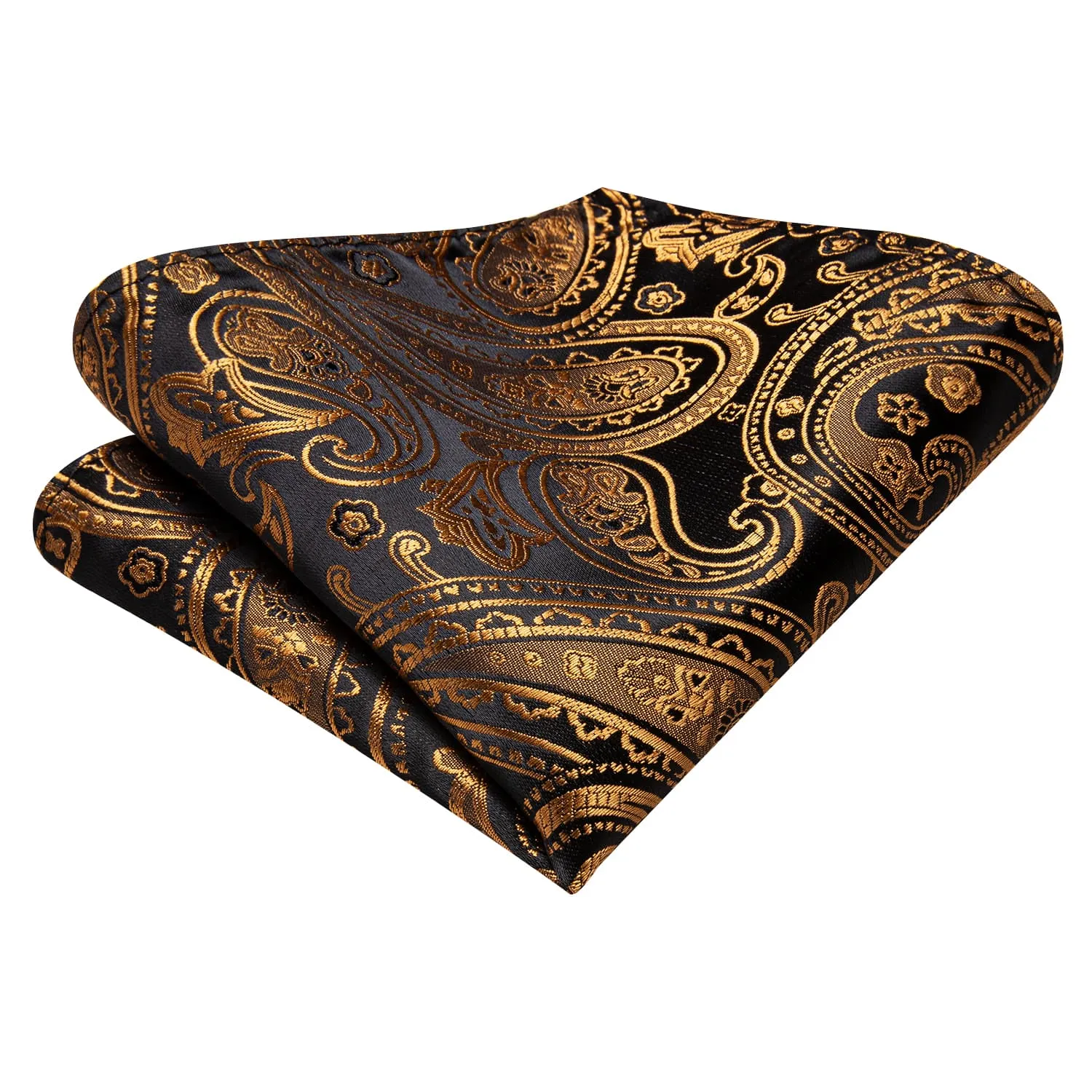 Ties2you Extra Long Tie Black Gold Paisley 70 Inches Silk Mens Work Tie Set for Formal sold by Ties2You product image thumbnail 5