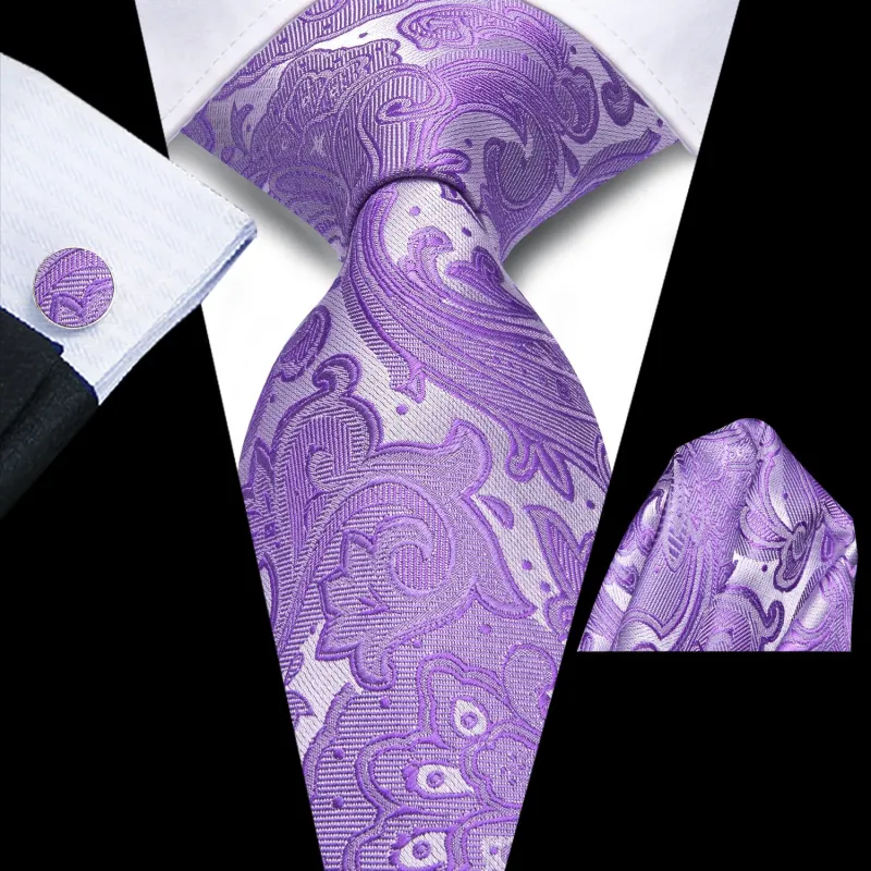 Ties2you Extra Long Tie Violet Purple Floral 70 Inches Silk Mens Dress Tie Set for Formal sold by Ties2You