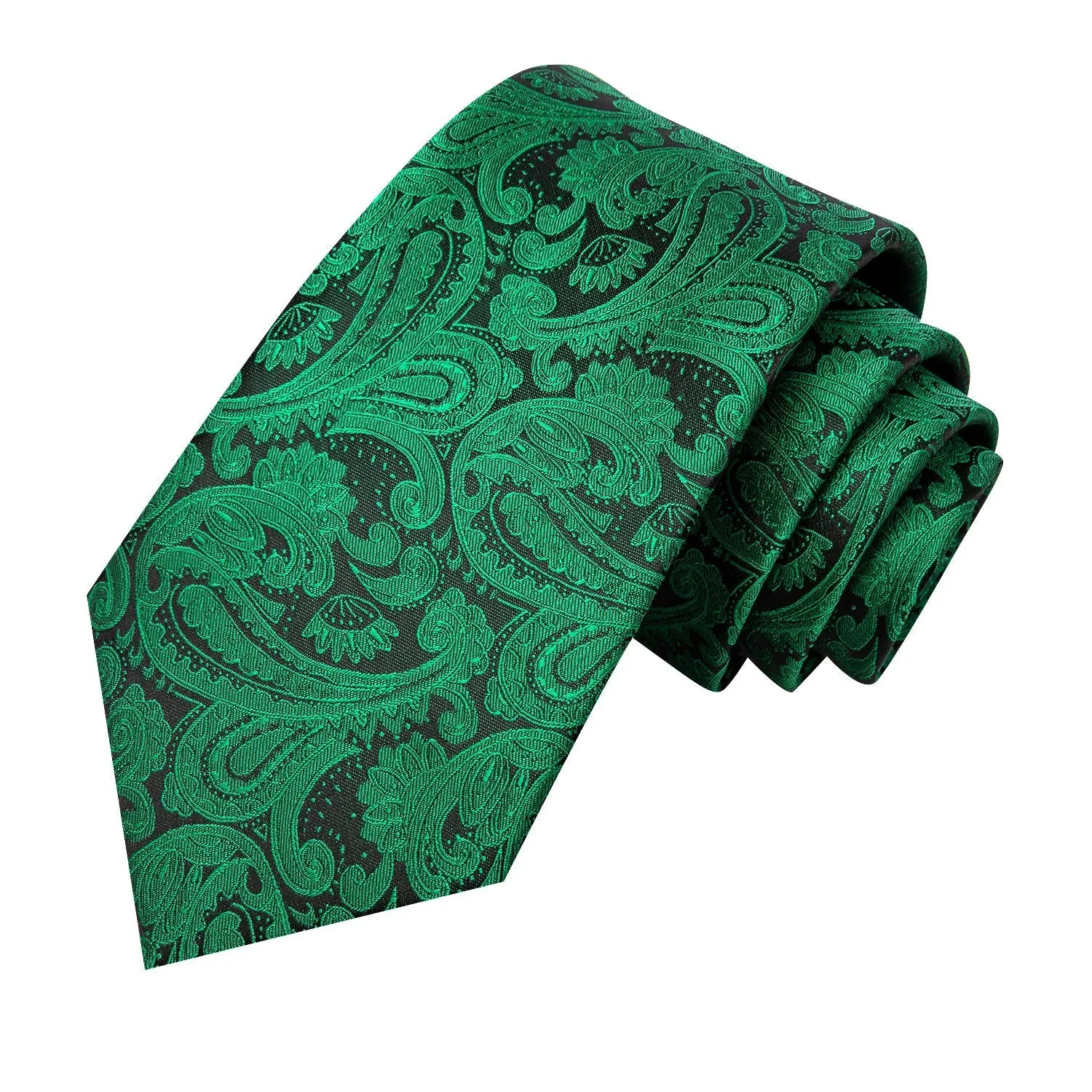 DarkGreen Black Men's 70 Inches Extra Length Tie Handkerchief Cufflinks Set sold by Ties2You product image thumbnail 4