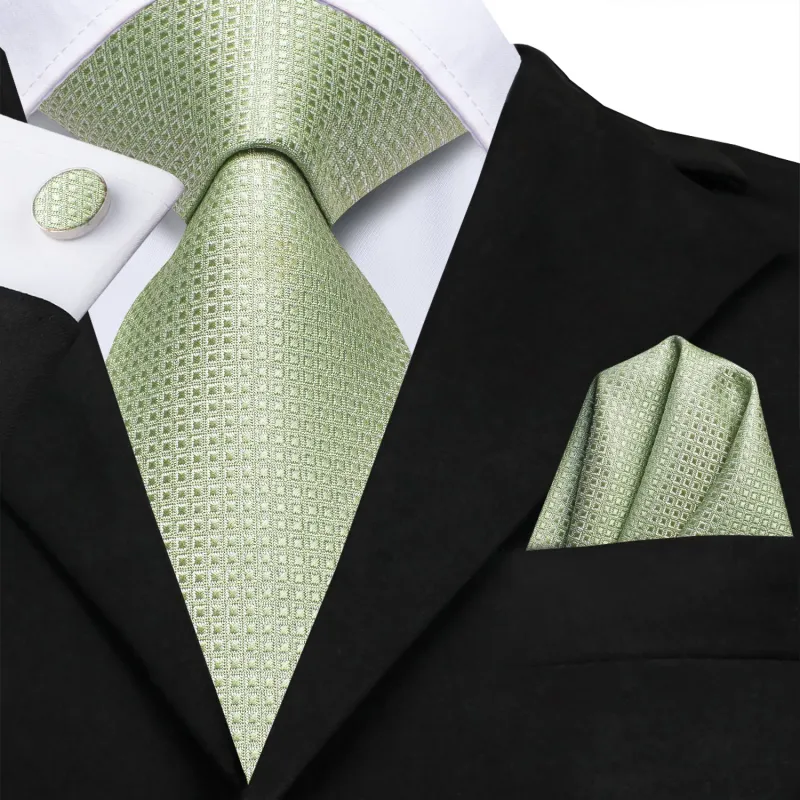 Ties2you Extra Long Tie Sage Green Men's 70 Inches Tie Handkerchief Cufflinks Set sold by Ties2You