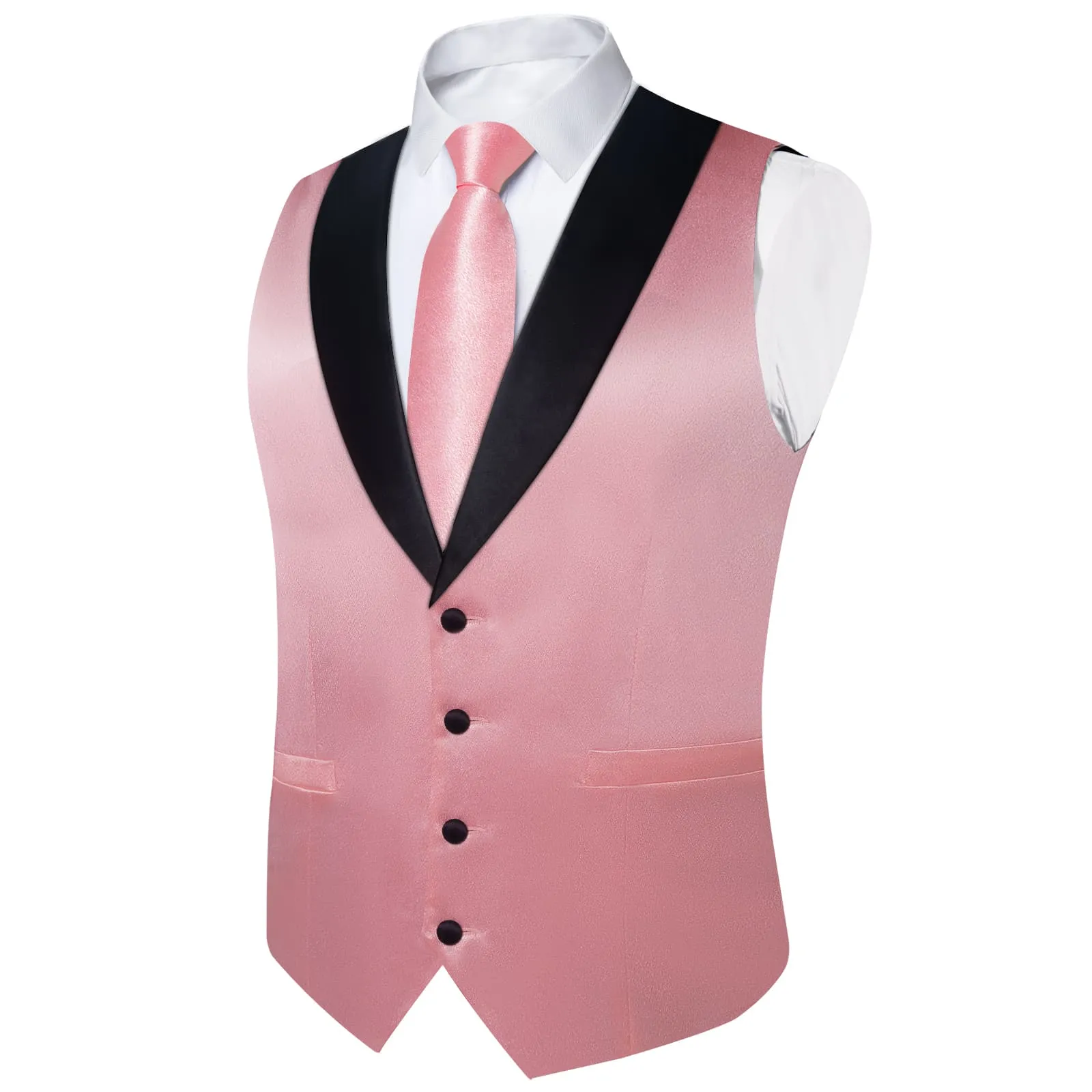Ties2you Blush Pink Tuxedo Waistcoat 4PCS Wedding Suit Vest Tie Hanky Cufflinks Set sold by Ties2You product image thumbnail 5