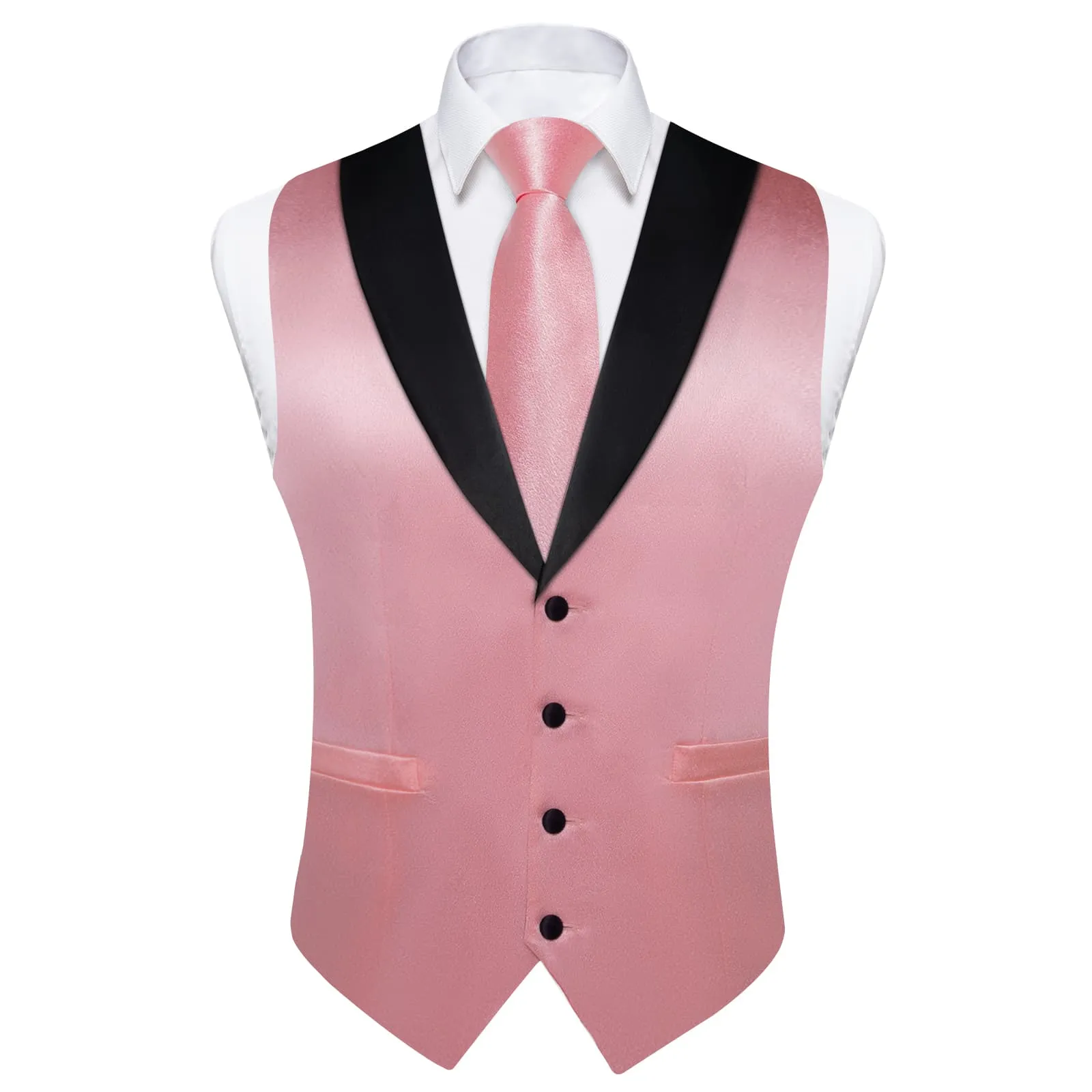 Ties2you Blush Pink Tuxedo Waistcoat 4PCS Wedding Suit Vest Tie Hanky Cufflinks Set sold by Ties2You product image thumbnail 4