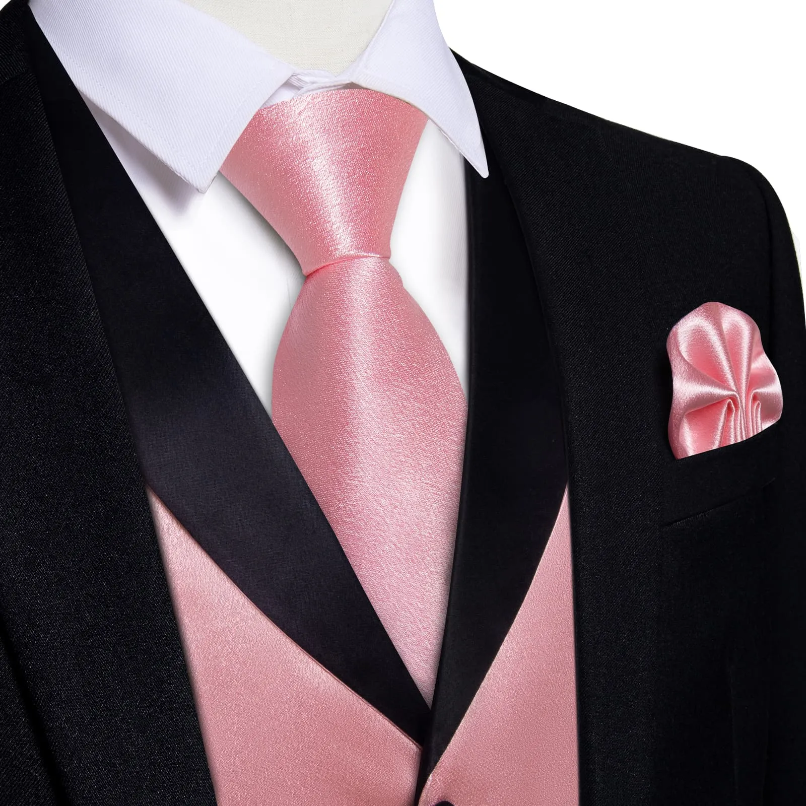 Ties2you Blush Pink Tuxedo Waistcoat 4PCS Wedding Suit Vest Tie Hanky Cufflinks Set sold by Ties2You