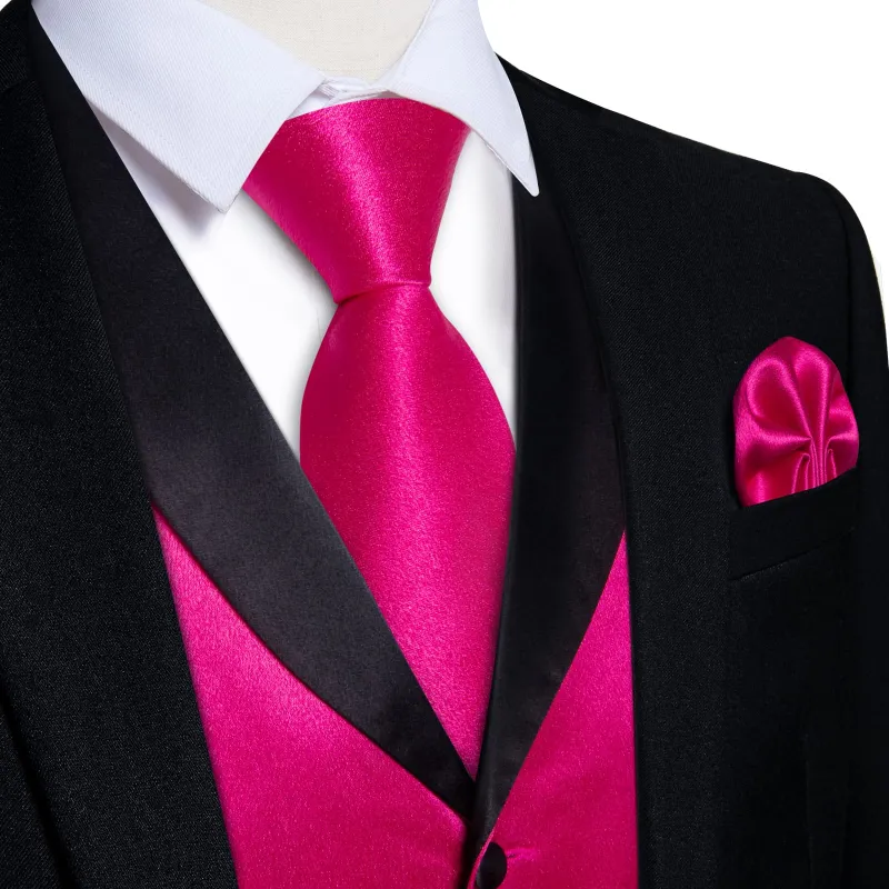 Ties2you Fuchsia Pink Tuxedo Waistcoat 4PCS Wedding Suit Vest Tie Hanky Cufflinks Set sold by Ties2You