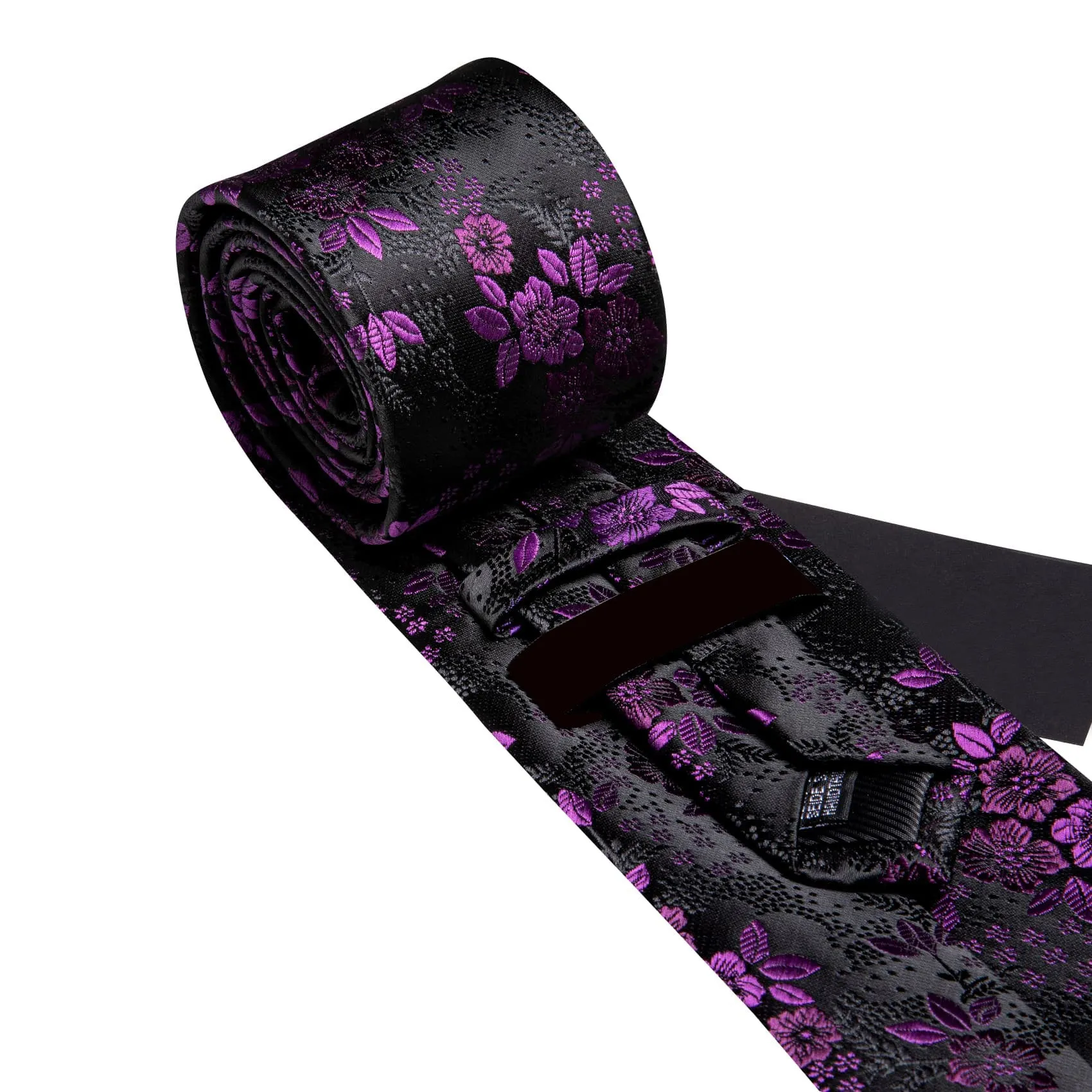Ties2you Wedding Ties Black Orchid Purple Floral Silk Men's Dress Tie Set sold by Ties2You product image thumbnail 5