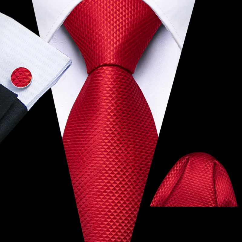 Ties2you Dress Tie Crimson Glory Red Novelty Silk Mens Formal Tie Pocket Square Cufflinks Set sold by Ties2You
