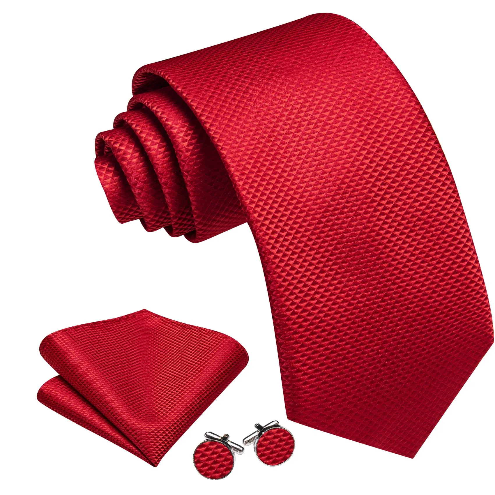 Ties2you Dress Tie Crimson Glory Red Novelty Silk Mens Formal Tie Pocket Square Cufflinks Set sold by Ties2You product image thumbnail 3