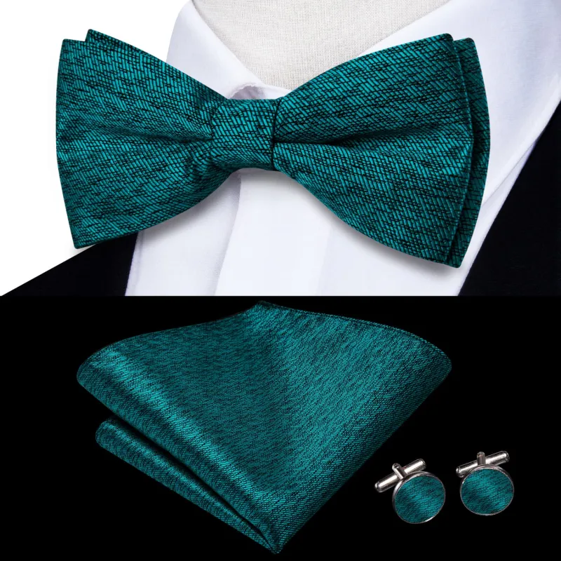 Ties2you Tuxedo Bow Tie Dark Cyan Green Novelty Silk Men's Formal Pre-tied Bowtie Set sold by Ties2You