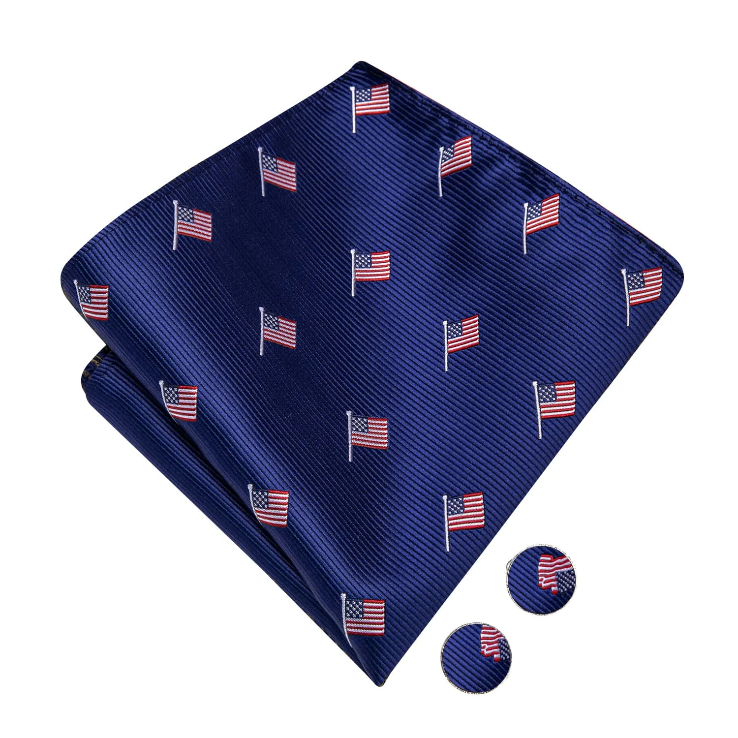 Ties2you Tuxedo Bow Tie Blue American Flag Solid Silk Men's Business Pre-tied Bowtie Set sold by Ties2You product image thumbnail 5