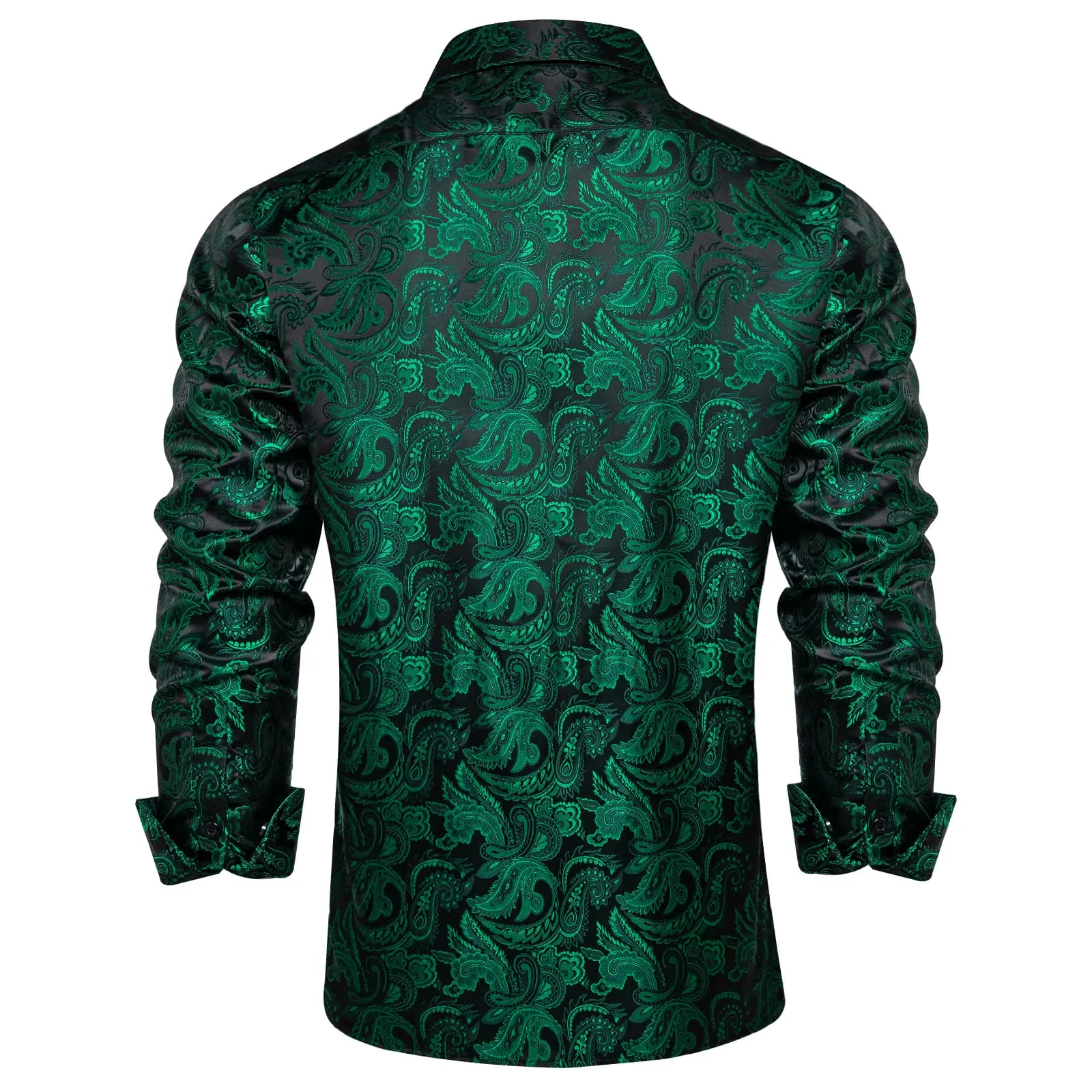 Ties2you Silk Shirt Forest Green Paisley Button Down Mens Long Sleeve Dress Shirt Design sold by Ties2You product image thumbnail 5