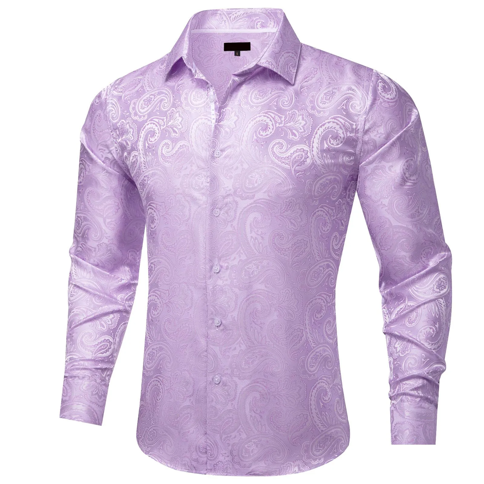 Ties2you Dress Shirt Lavender Purple Paisley Silk Button Down Long Sleeve Shirt for Men sold by Ties2You product image thumbnail 2