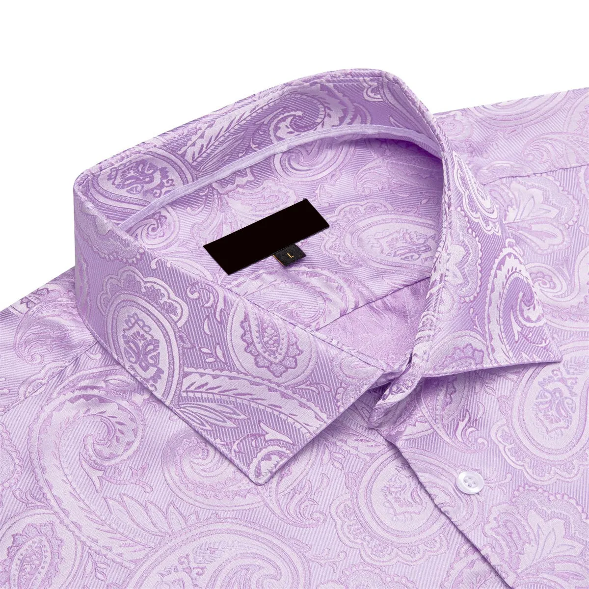 Ties2you Dress Shirt Lavender Purple Paisley Silk Button Down Long Sleeve Shirt for Men sold by Ties2You product image thumbnail 3