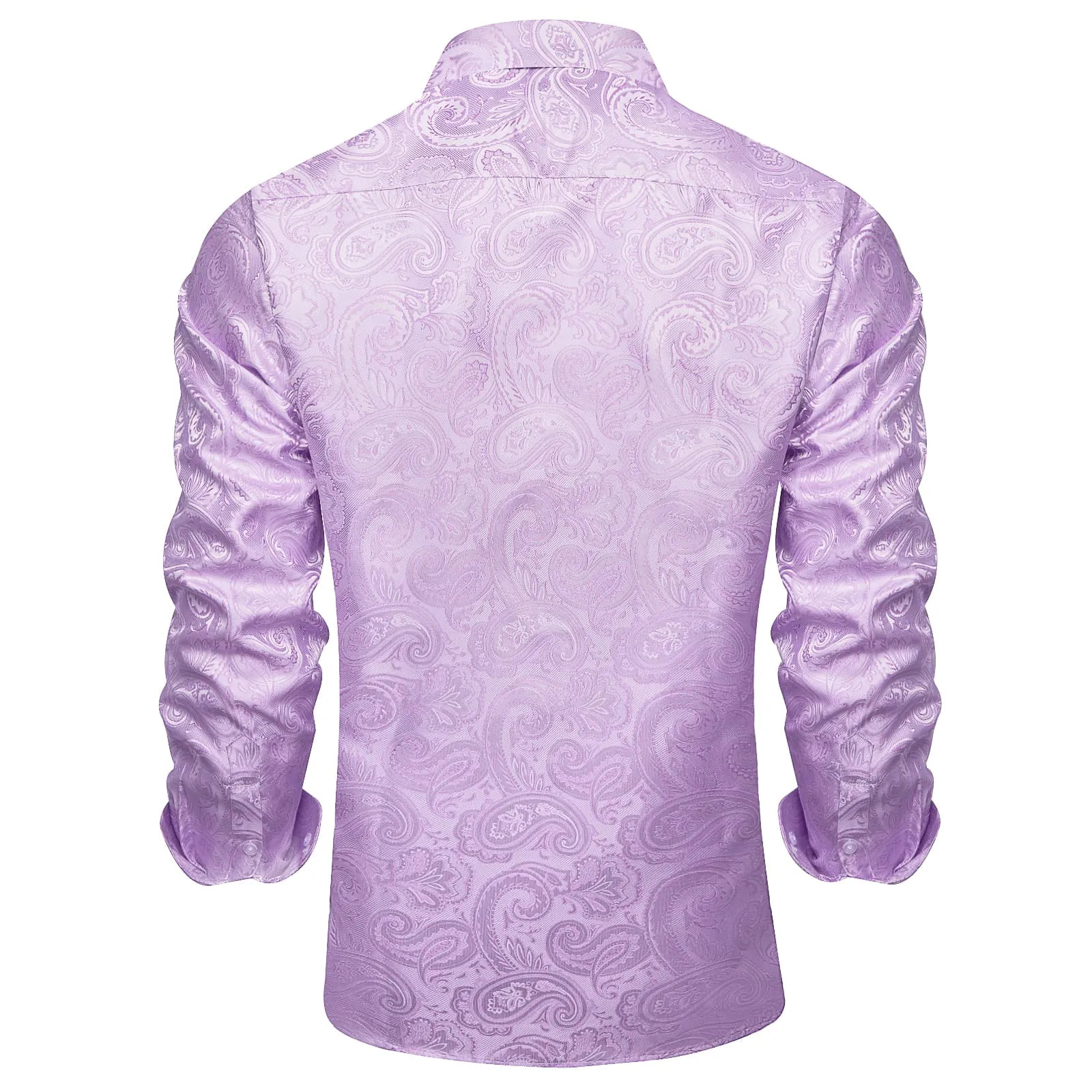 Ties2you Dress Shirt Lavender Purple Paisley Silk Button Down Long Sleeve Shirt for Men sold by Ties2You product image thumbnail 5